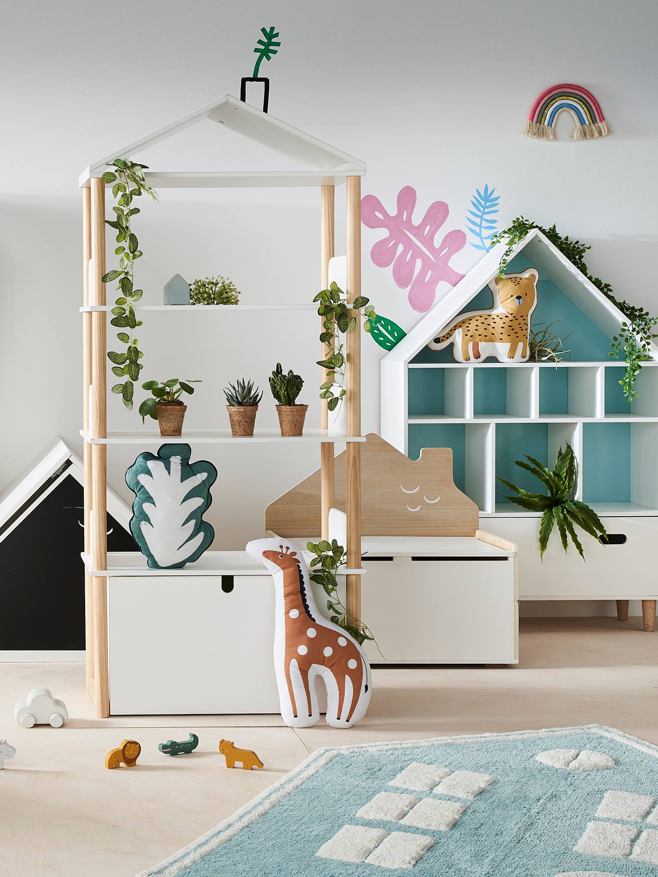 Bibliotheekplank 'maison' SERIE WOODY wit/hout