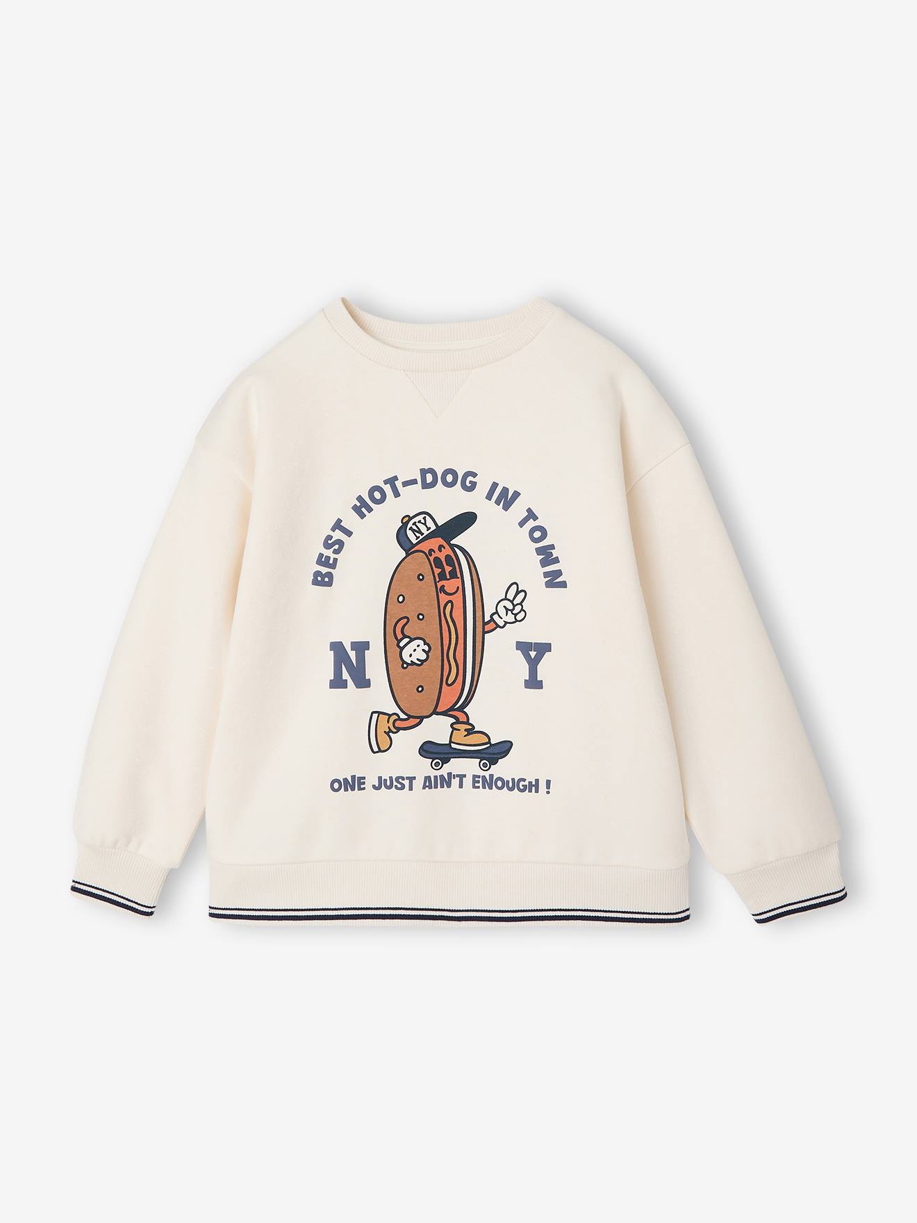 Sweater met ronde hals jongen ecru