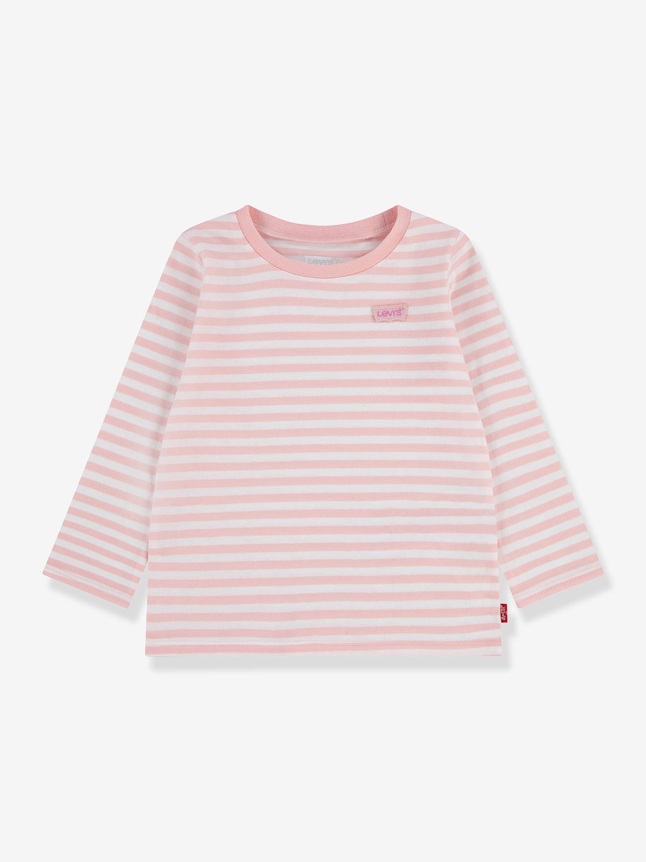 Gestreept T-shirt met lange mouwen rozen