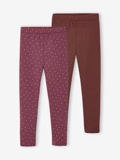 Meisje-Legging-Set van 2 leggings gevoerd met fleece mesh voor meisjes