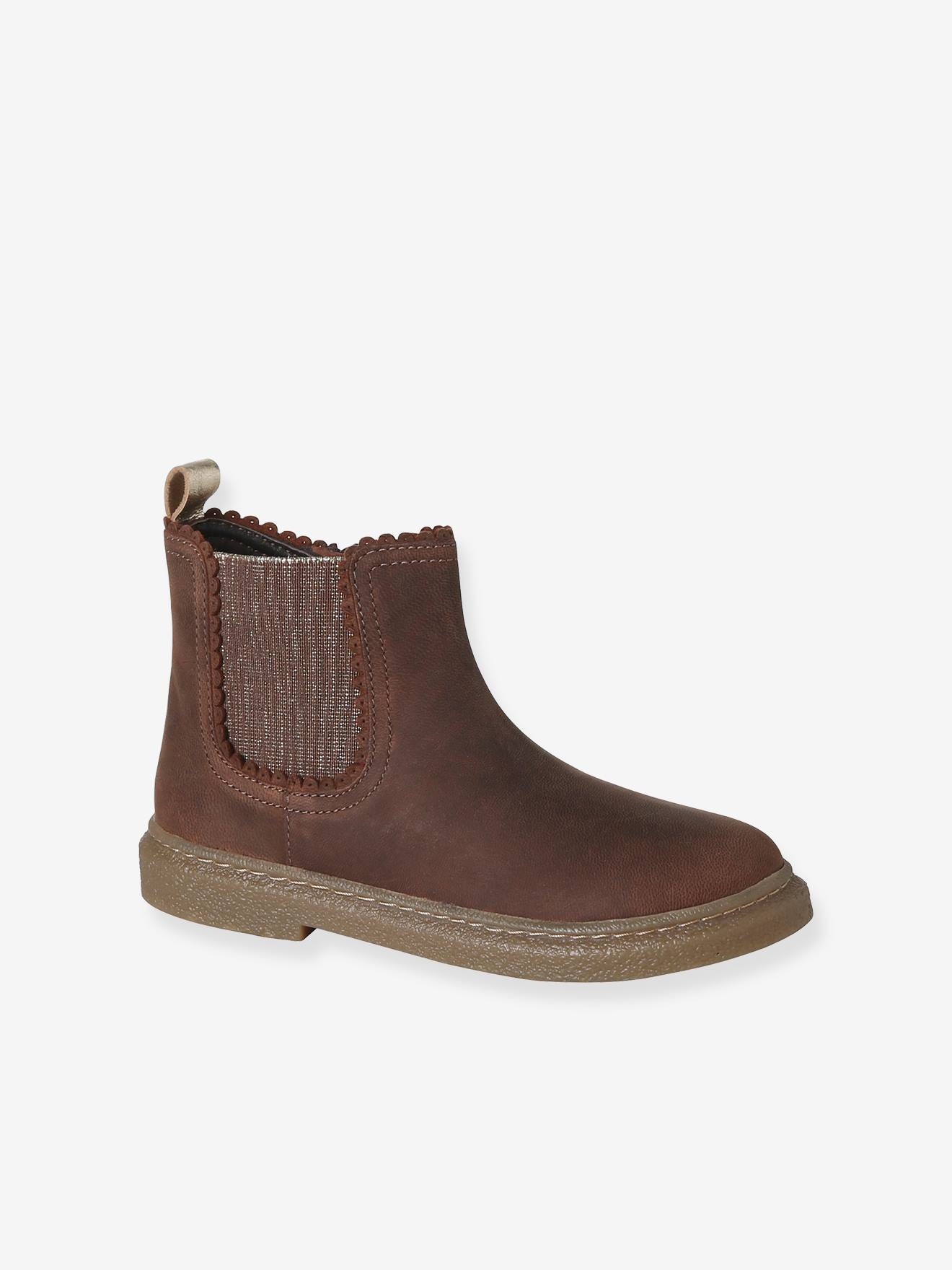 Leren kinderboots met rits bruin