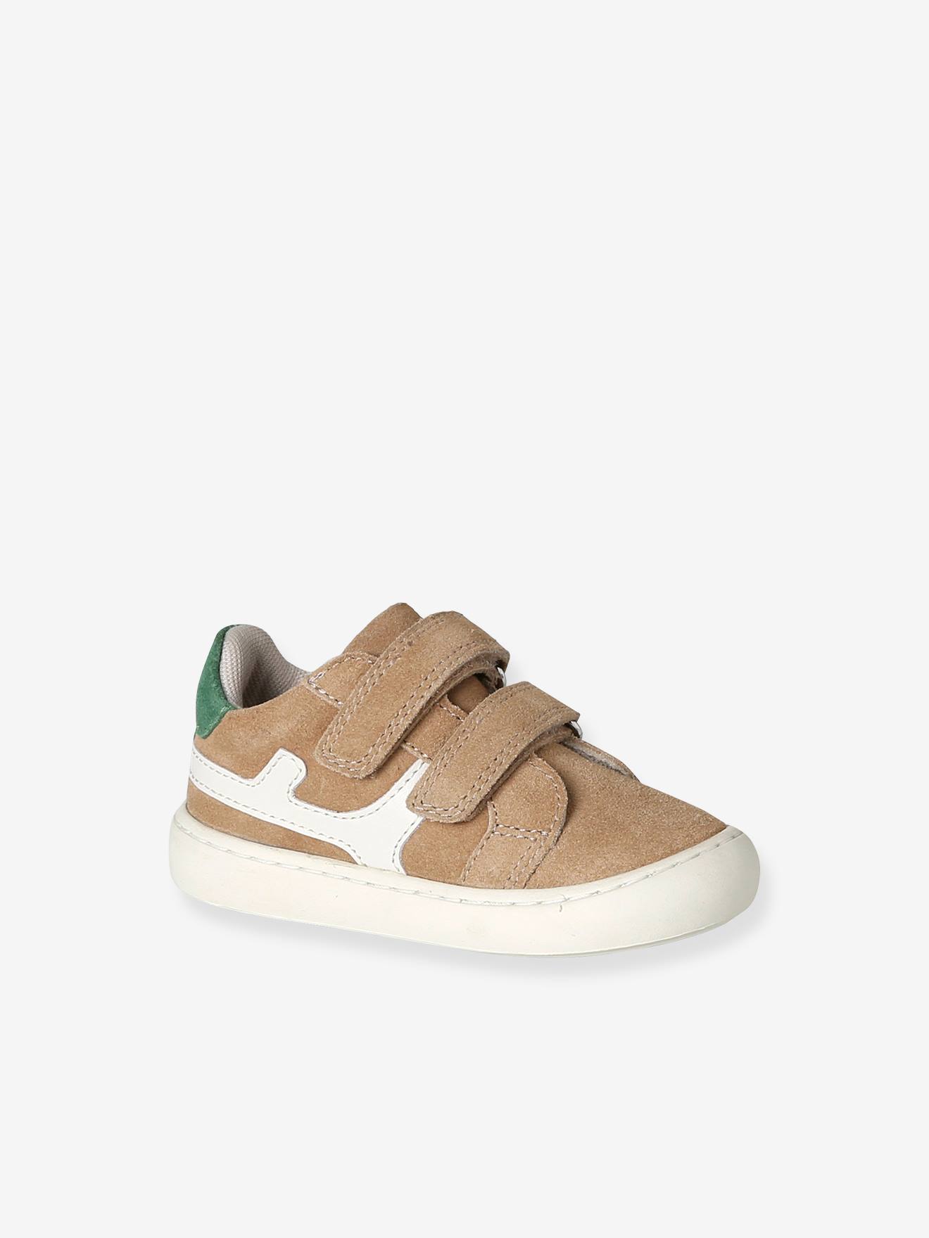 Leren babyschoenen met klittenband zandbeige