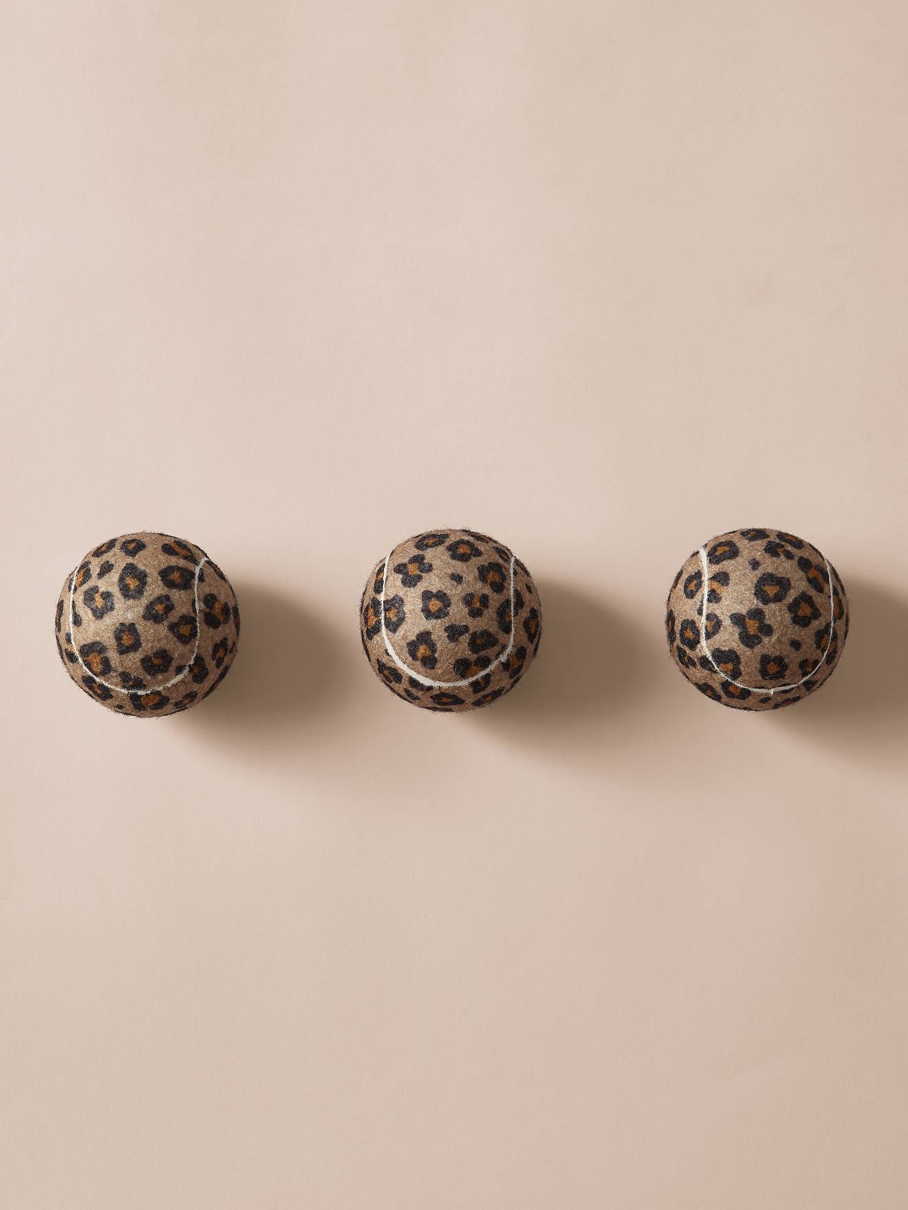 Set van 3 rubberen hondenballen bruin, bedrukt