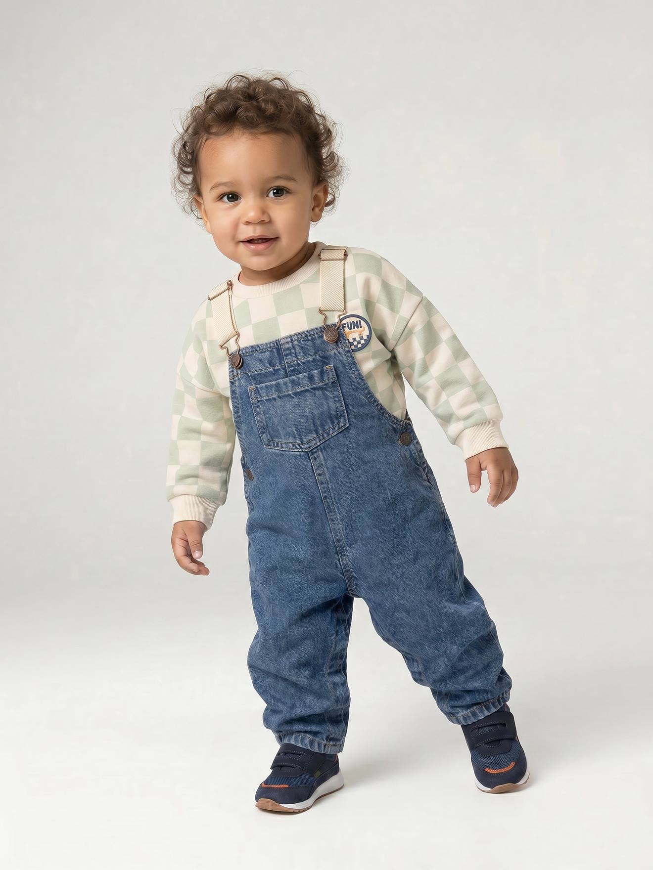 Denim tuinbroek babyjongen stone