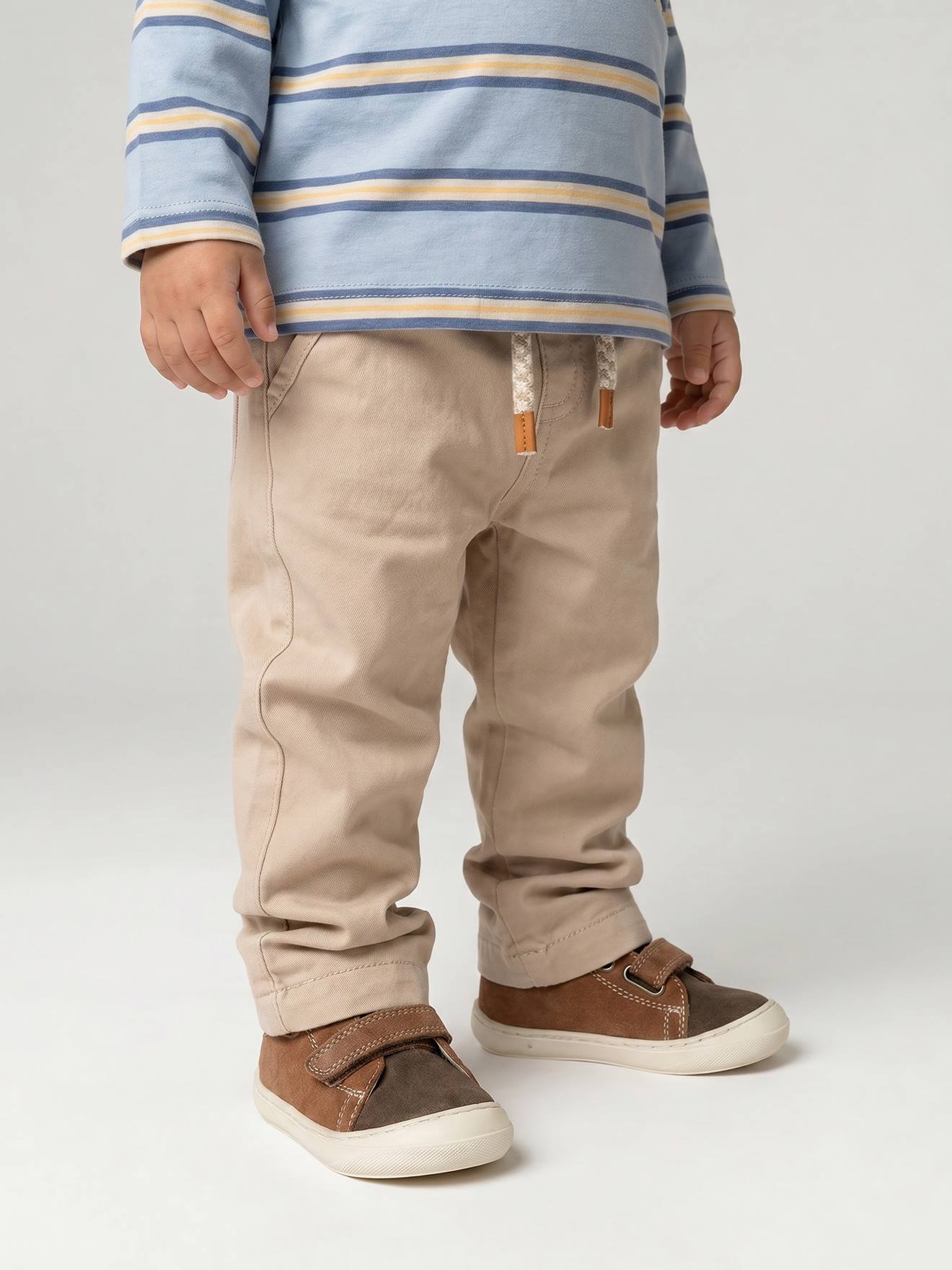 Gevoerd twill broekje jongensbaby beige