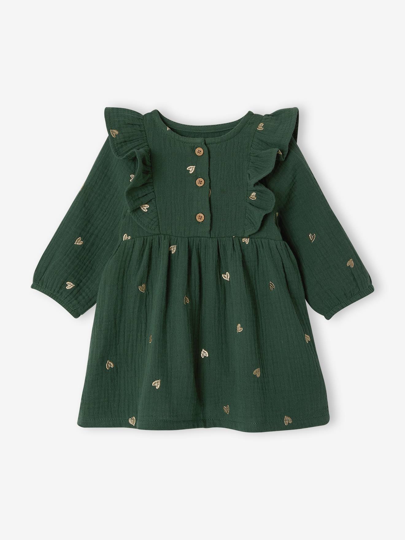 Babyjurk van mousseline groen