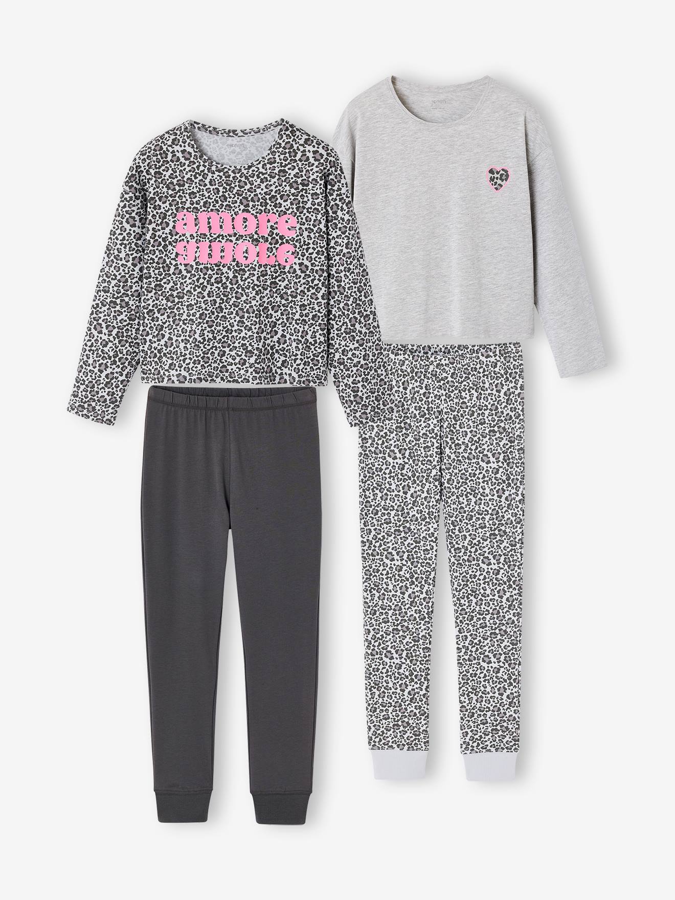 Set van 2 pyjama's voor meisjes gemêleerd grijs