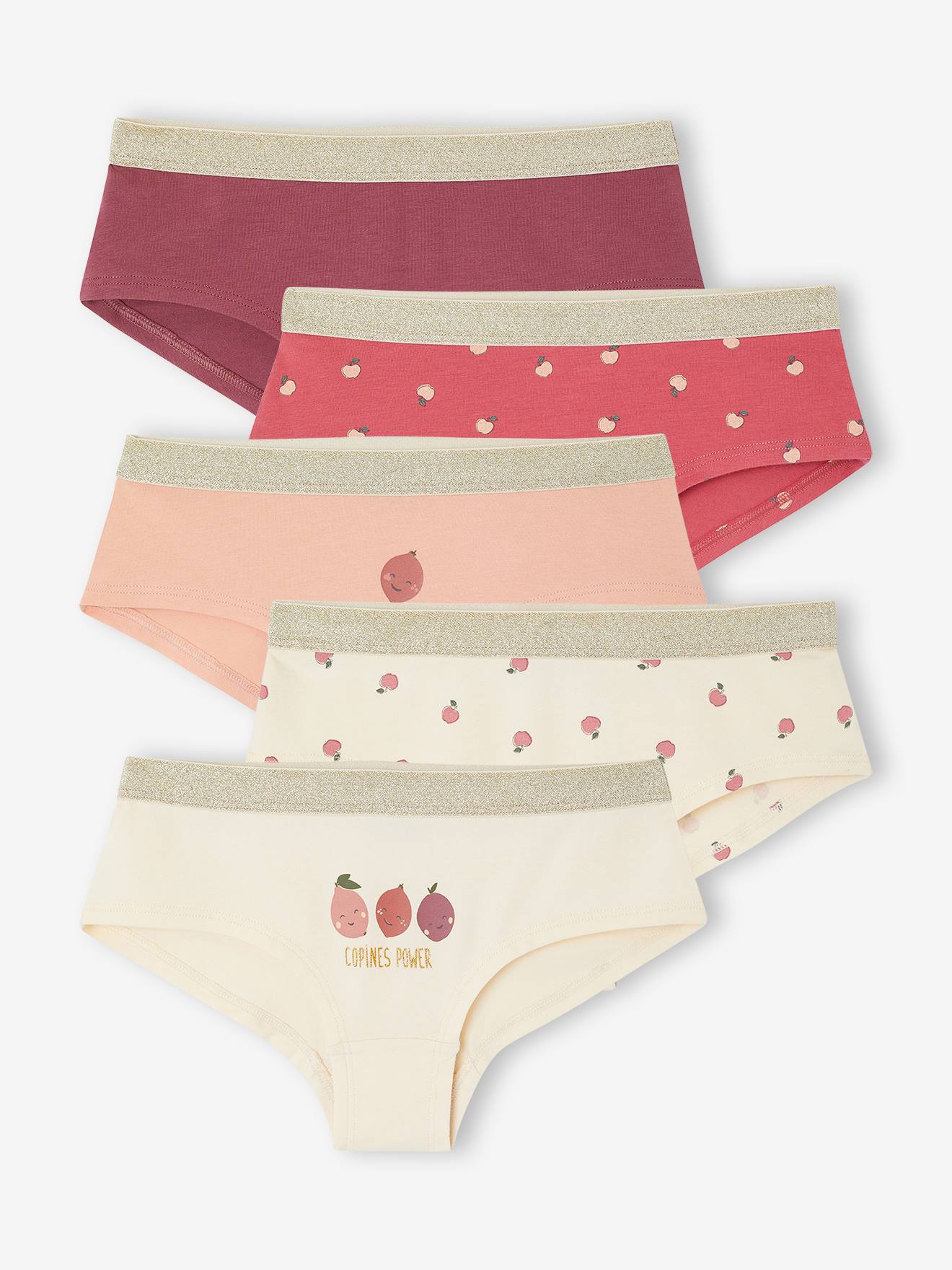 Set van 5 meisjesshorties oudroze
