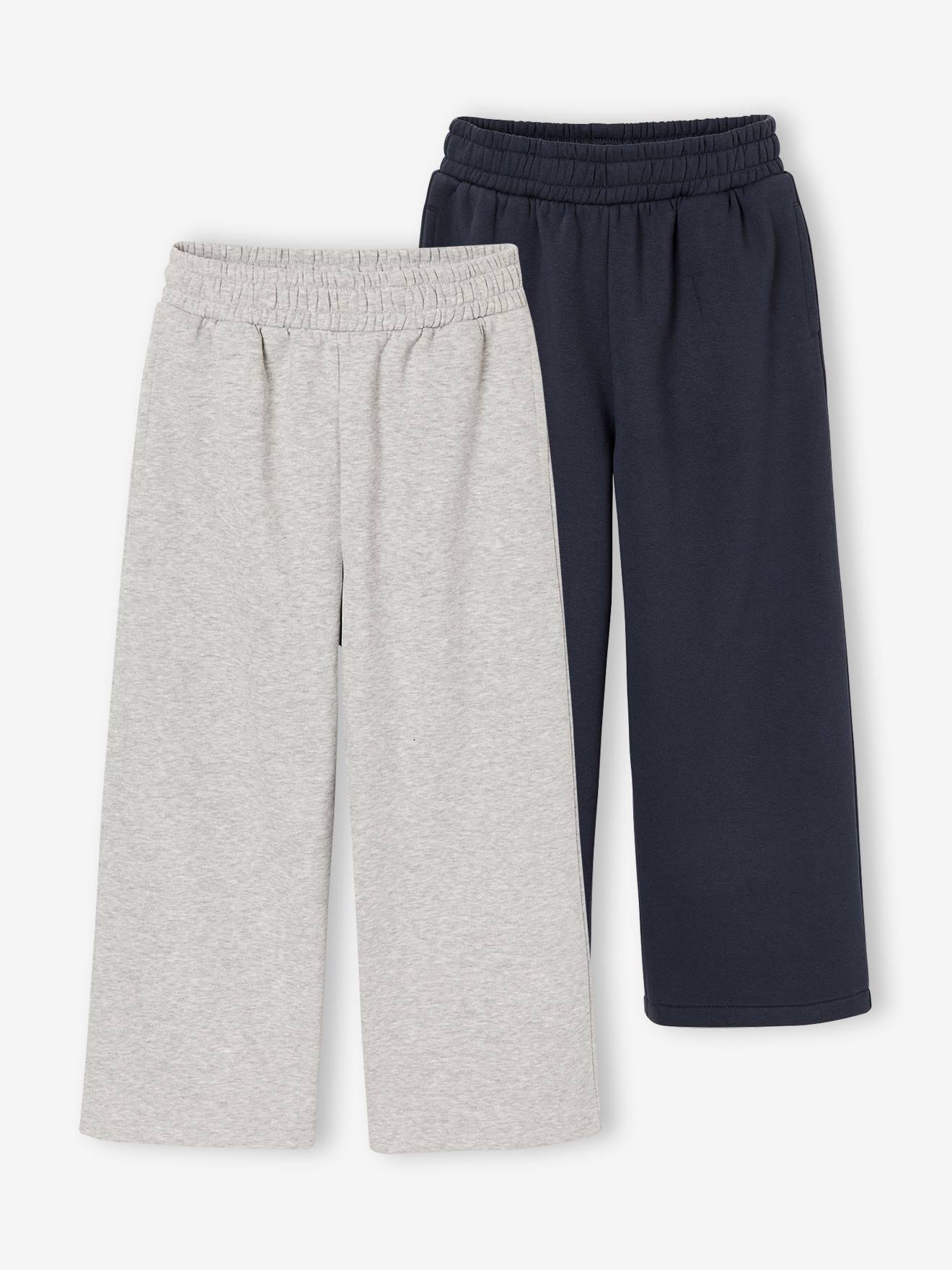 Set van 2 wijde joggingbroeken voor jongens grijs