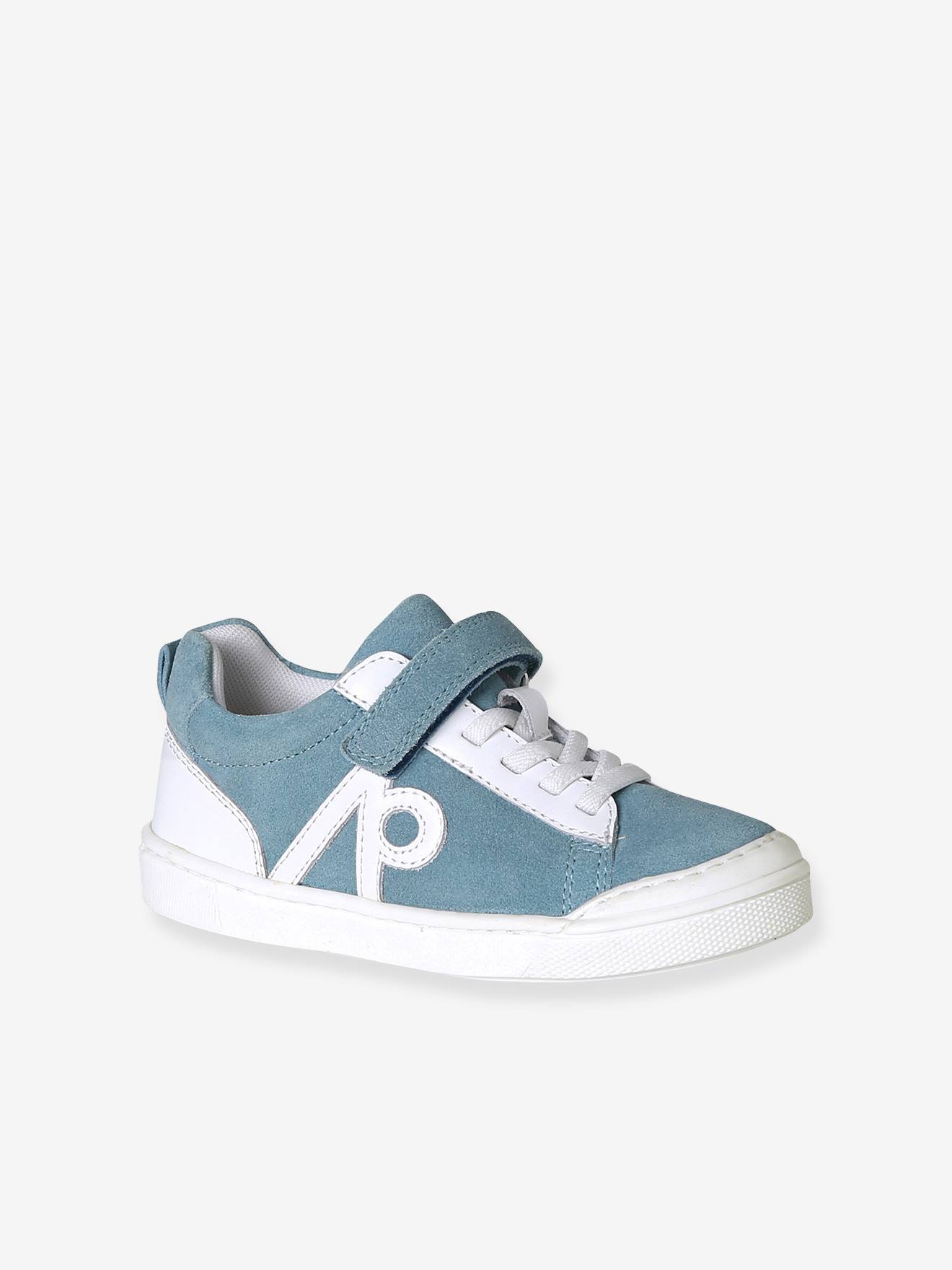 Leren kindersneakers met klittenband veel blauw