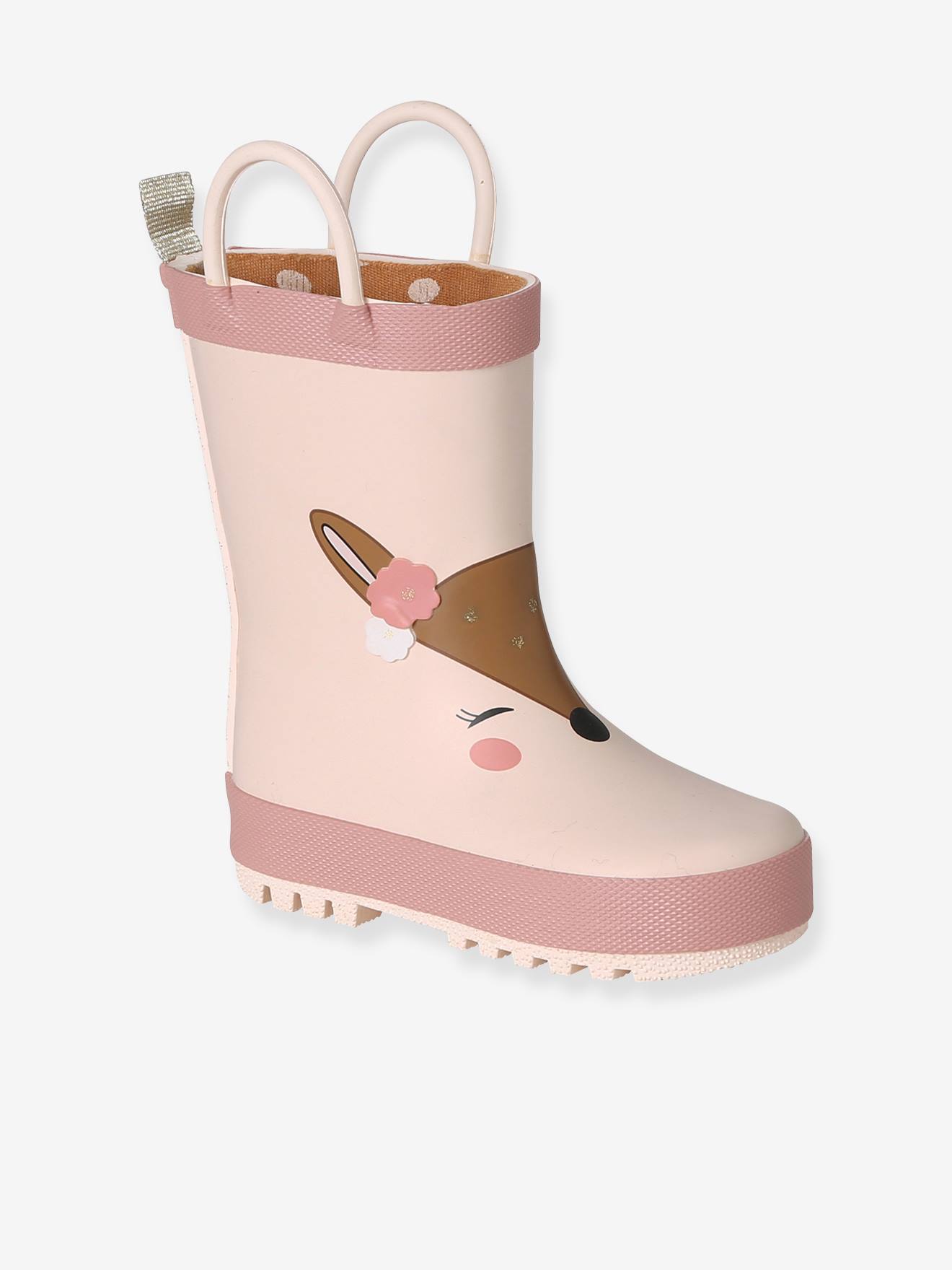Regenlaarzen met motief voor baby's beige