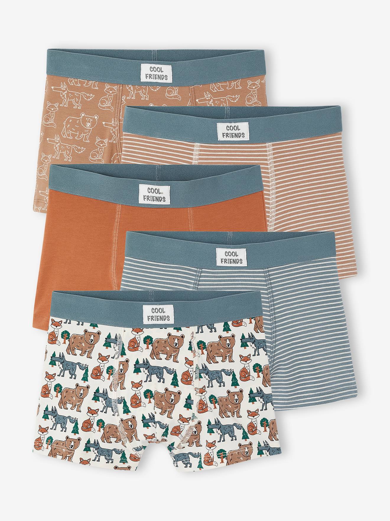 Set van 5 jongensboxers beige