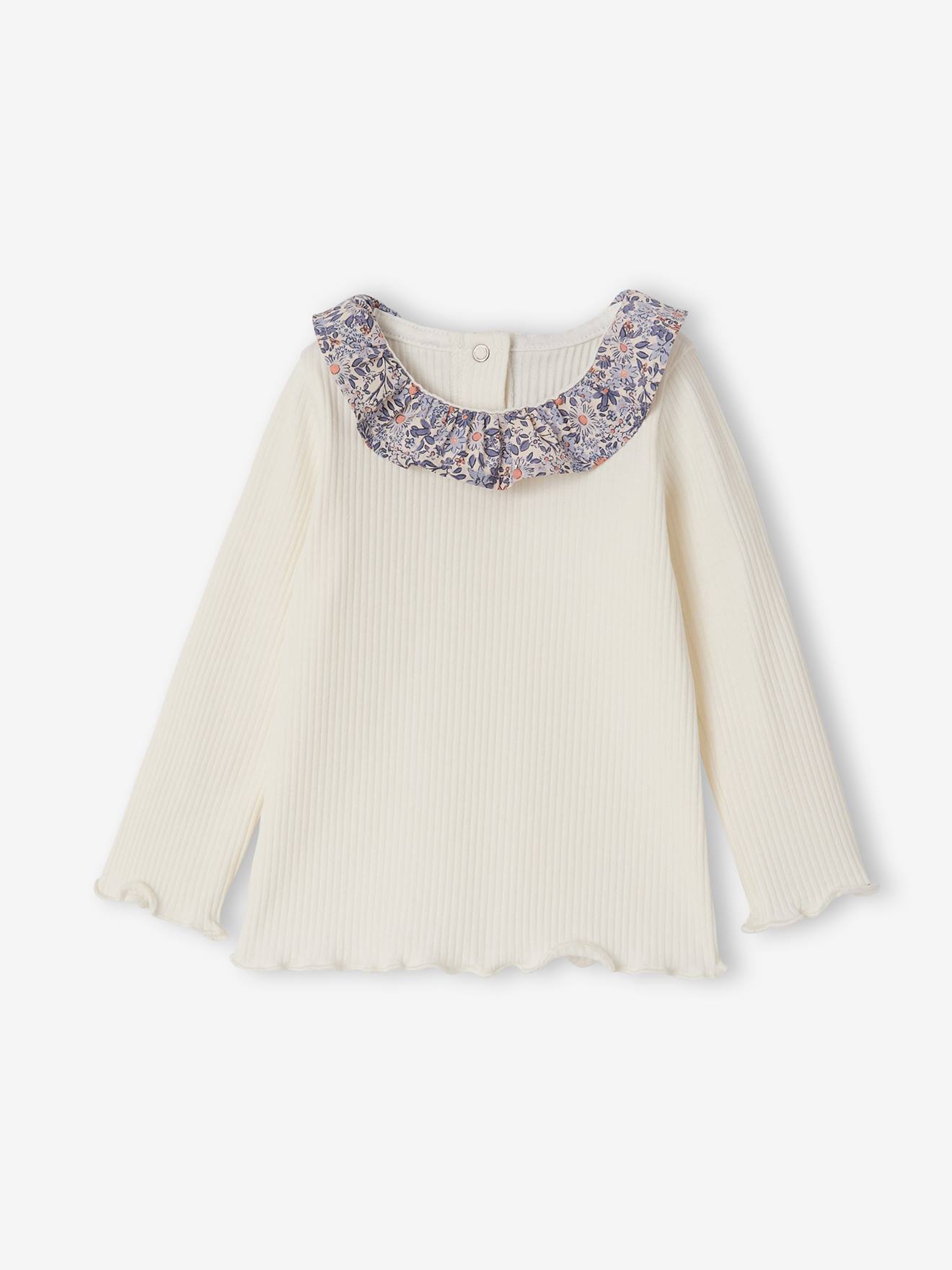 Babyshirt met lange mouwen en kraag ecru