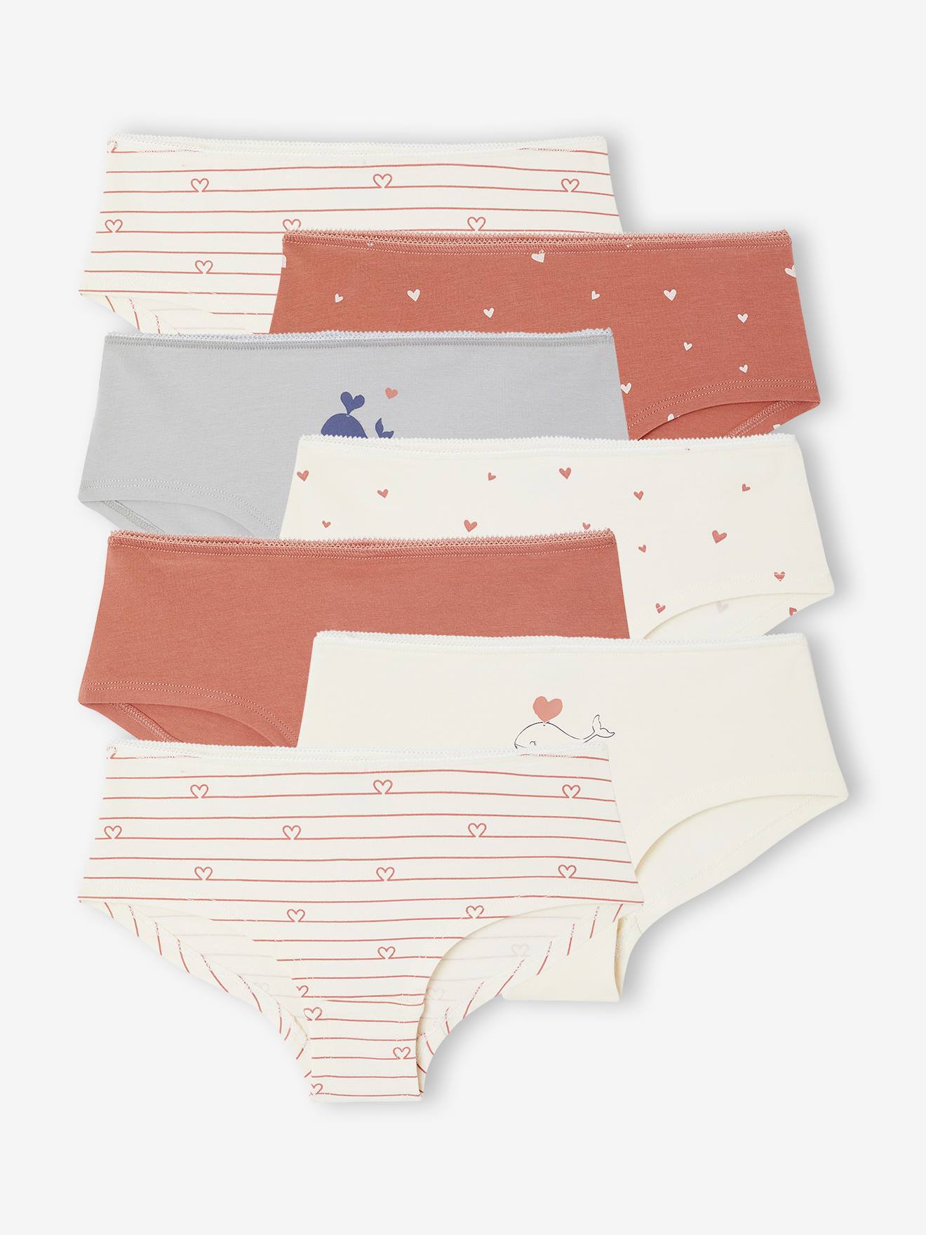 Set van 7 meisjesshorties beige