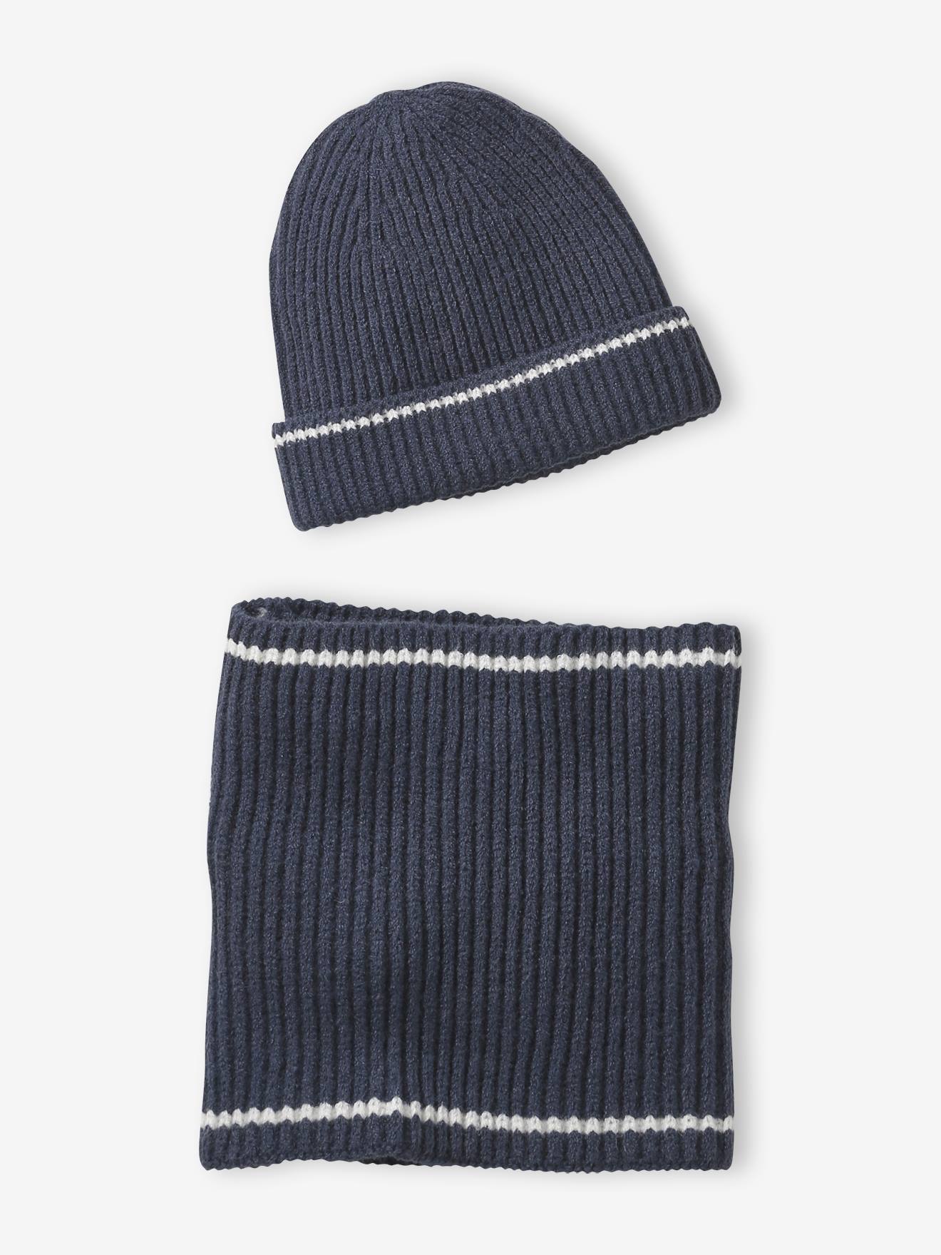 Set jongen muts en colsjaal marineblauw