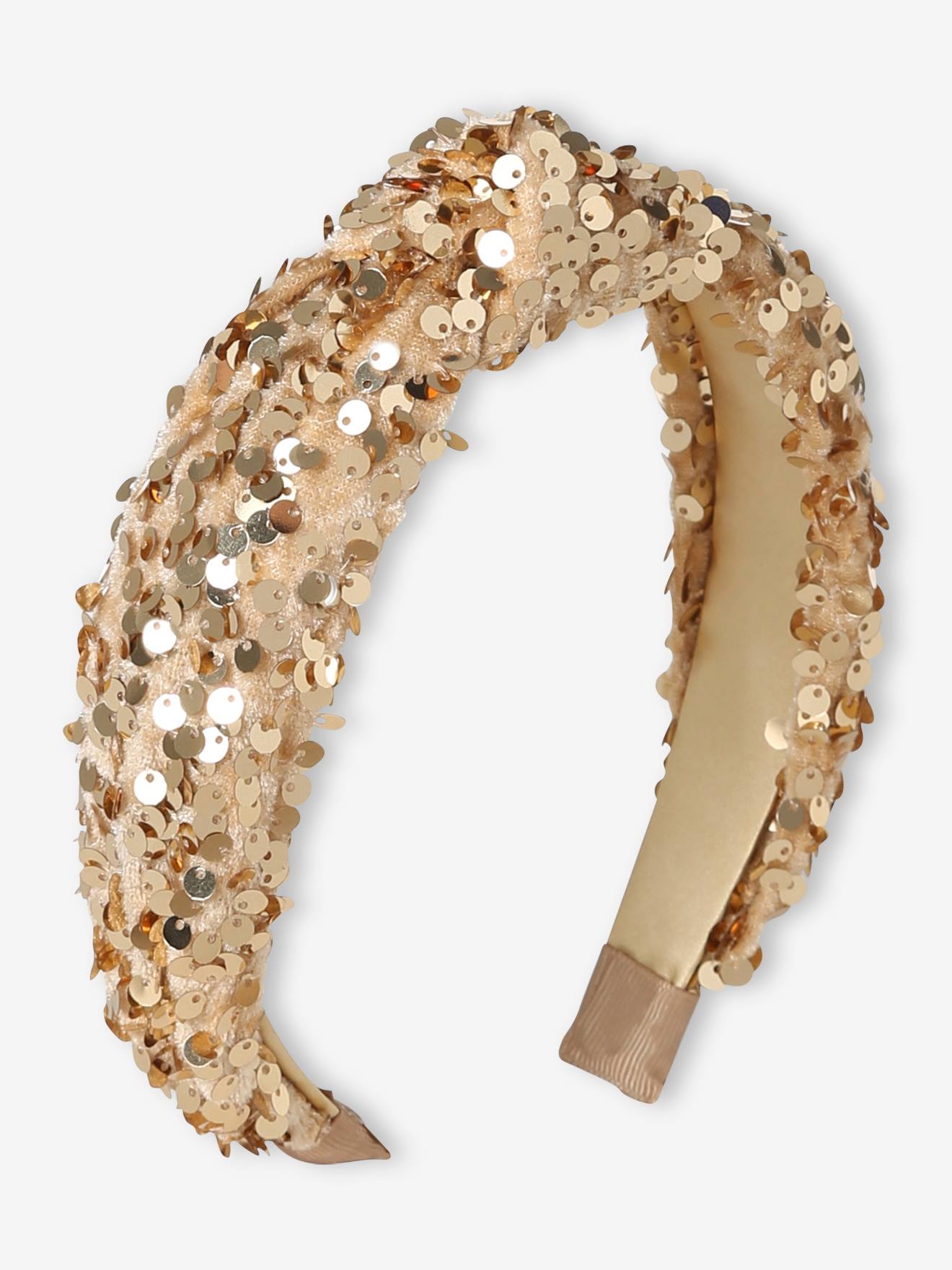 Meisjeshaarband met pailletten goud