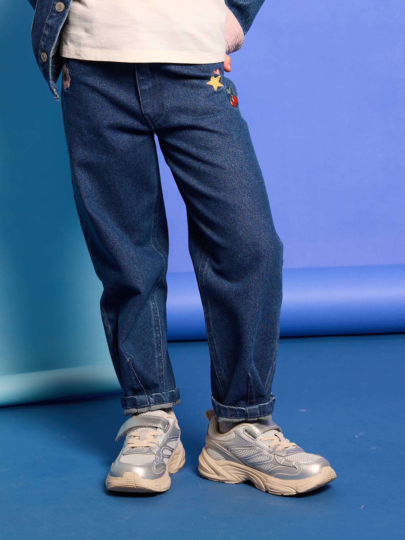 Meisjesballonjeans middenblauw