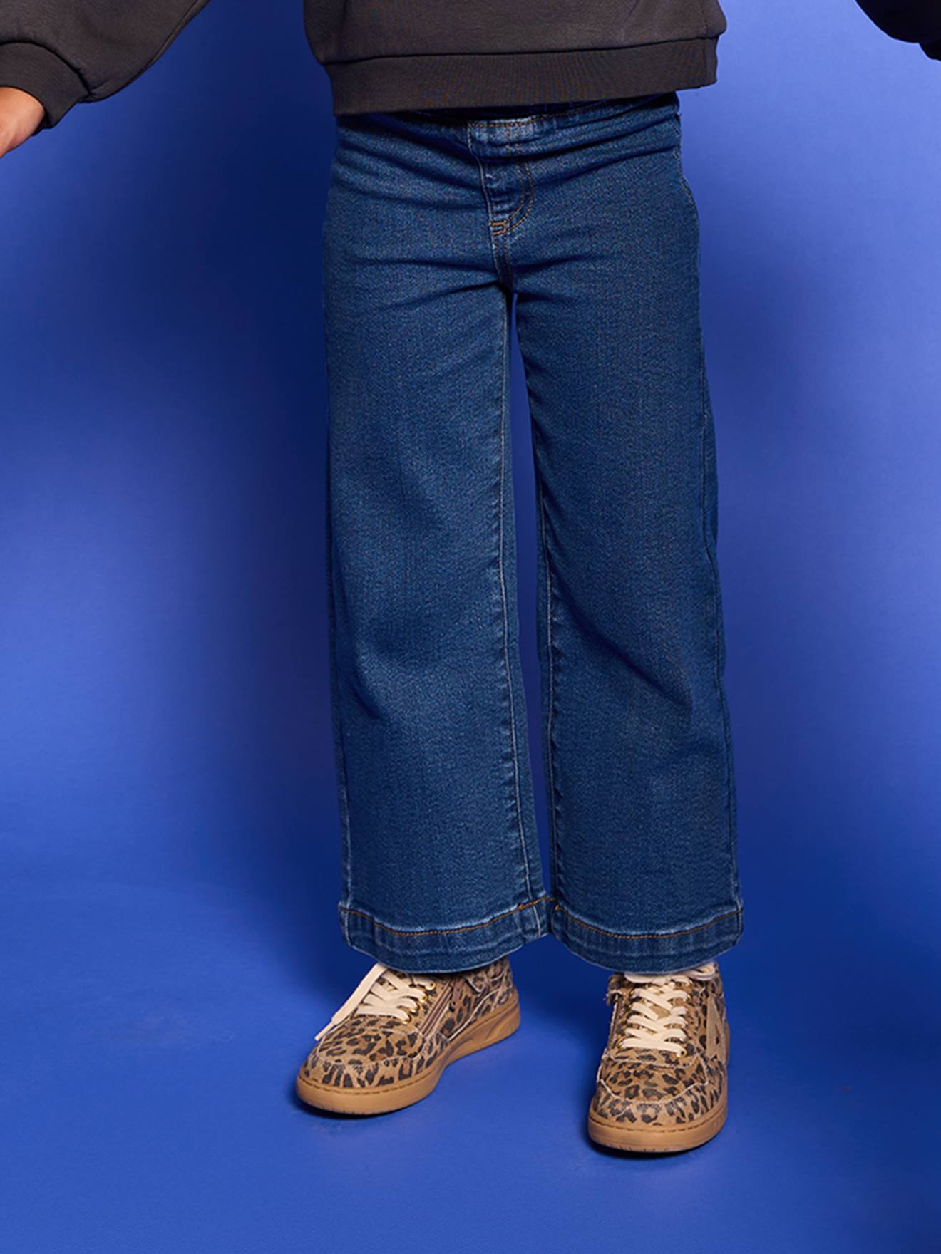 Wijde tregging voor meisjes van denim donkerblauw
