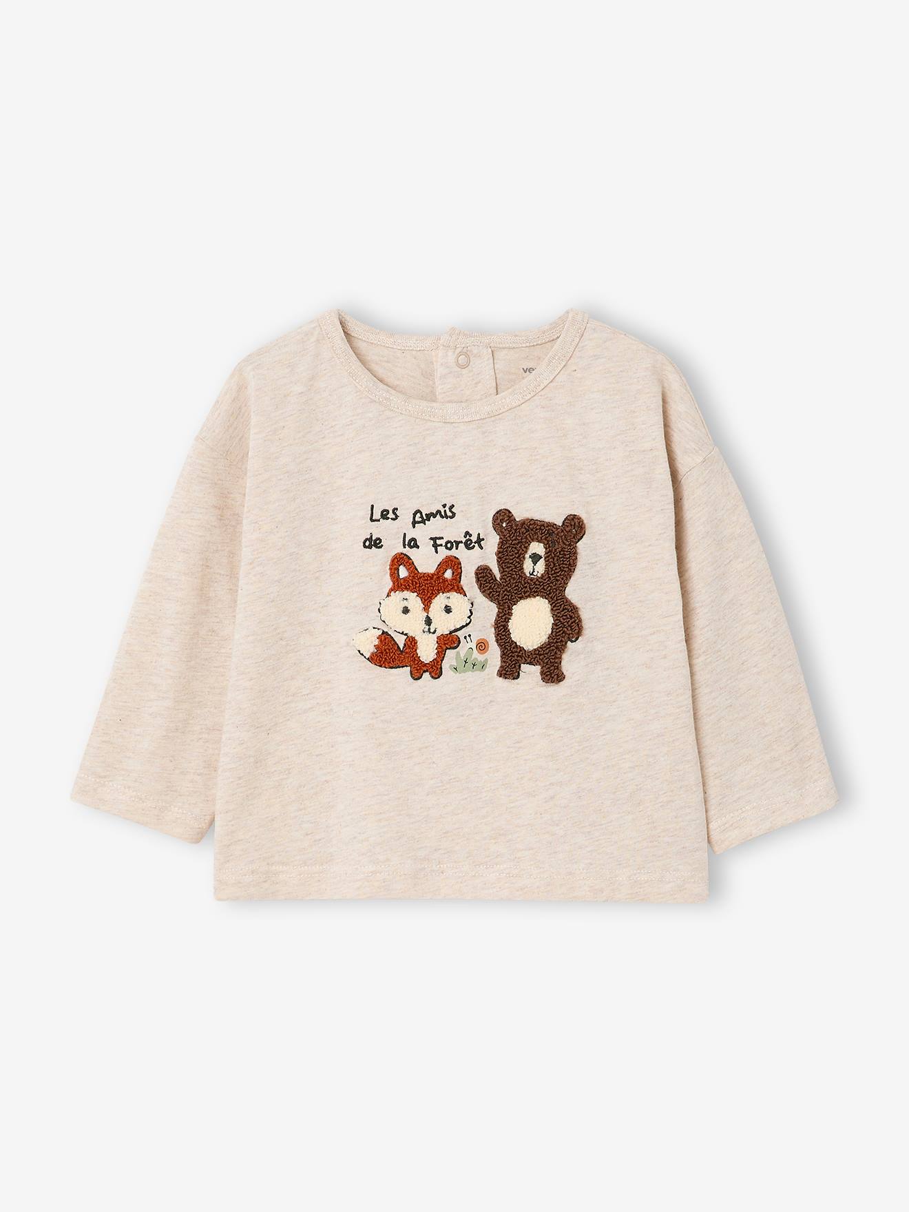Babyjongensshirt met lange mouwen gemêleerd beige