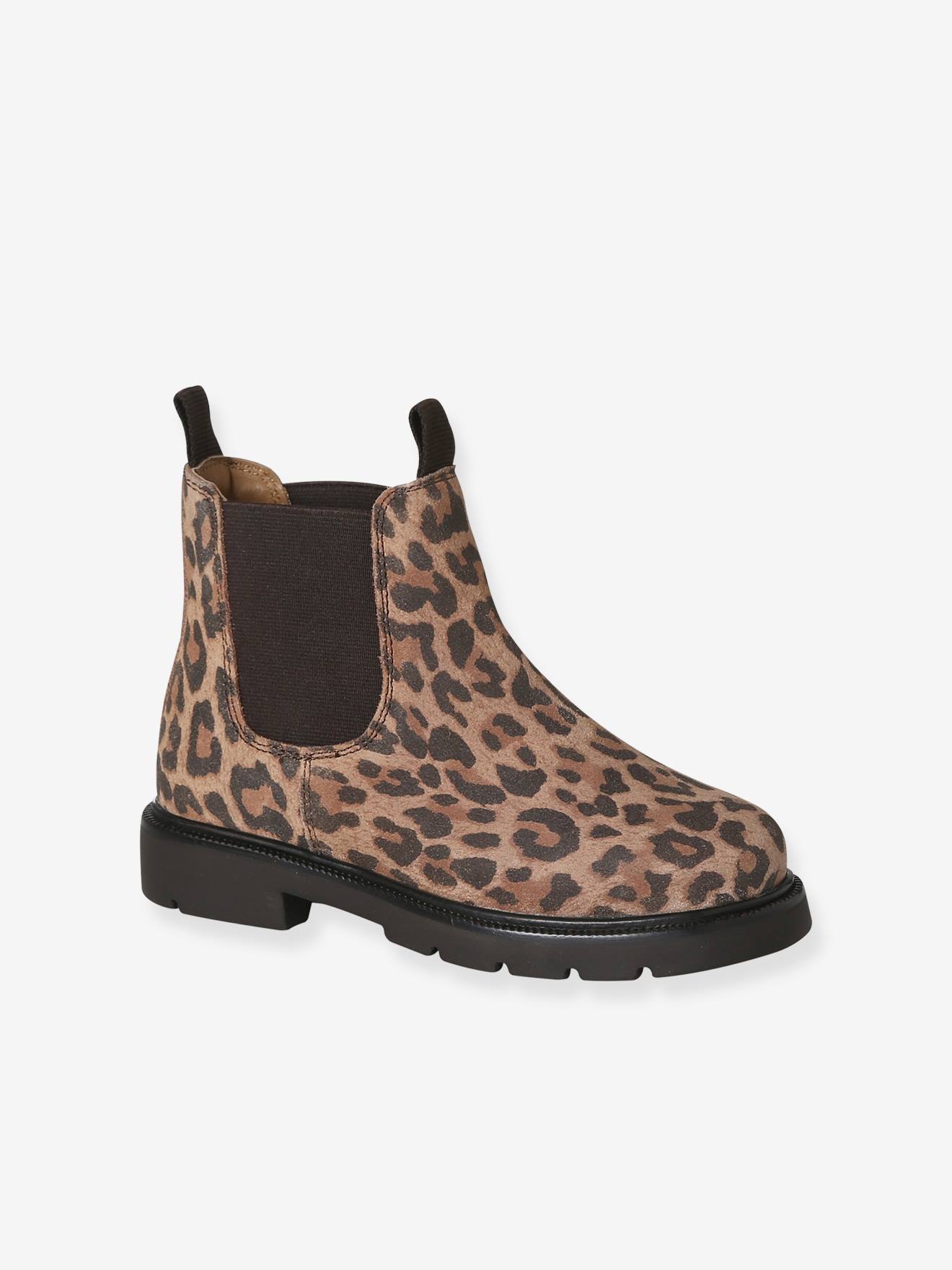 Leren meisjesboots met elastiek beige