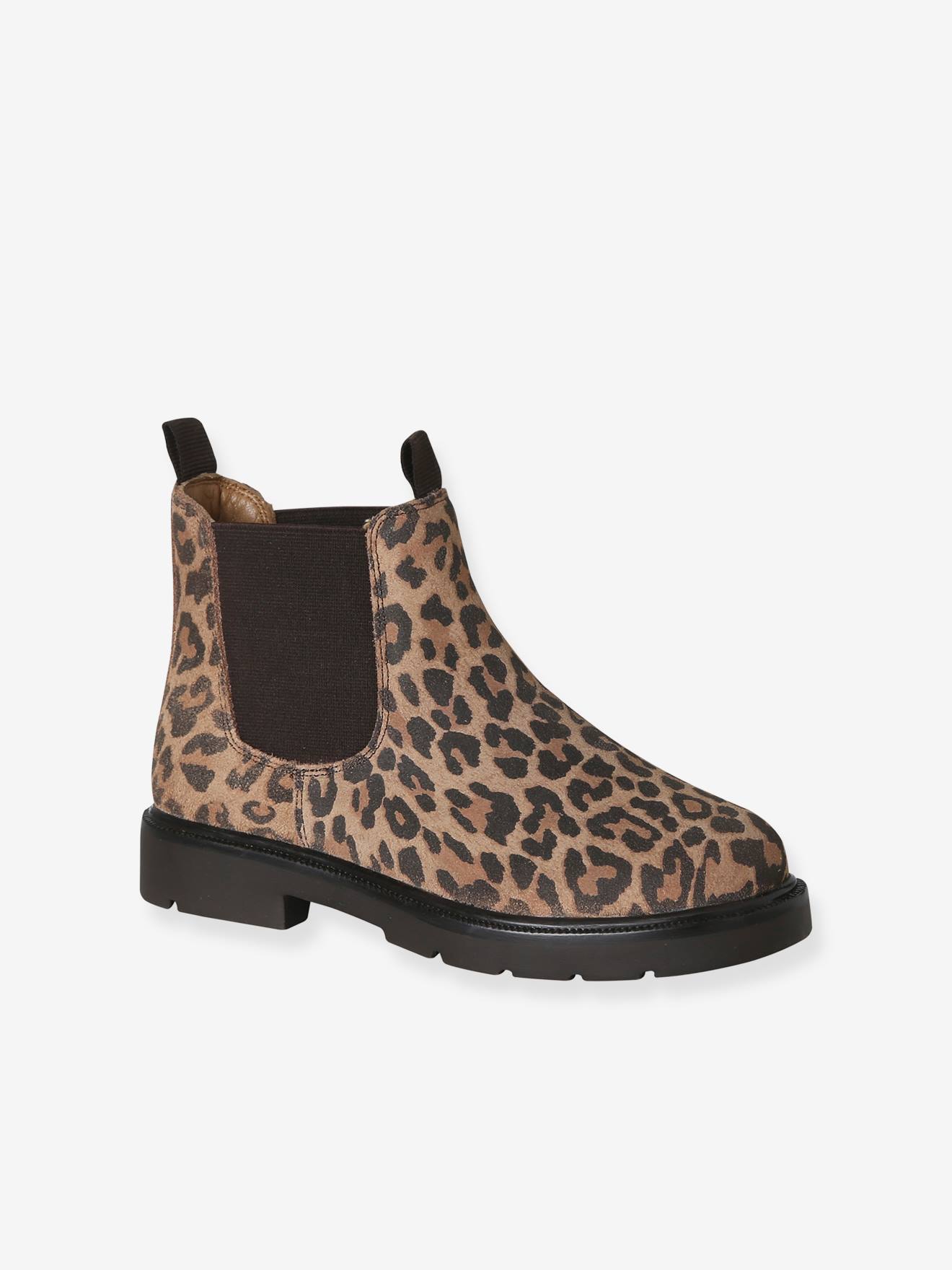 Leren meisjesboots met elastiek beige