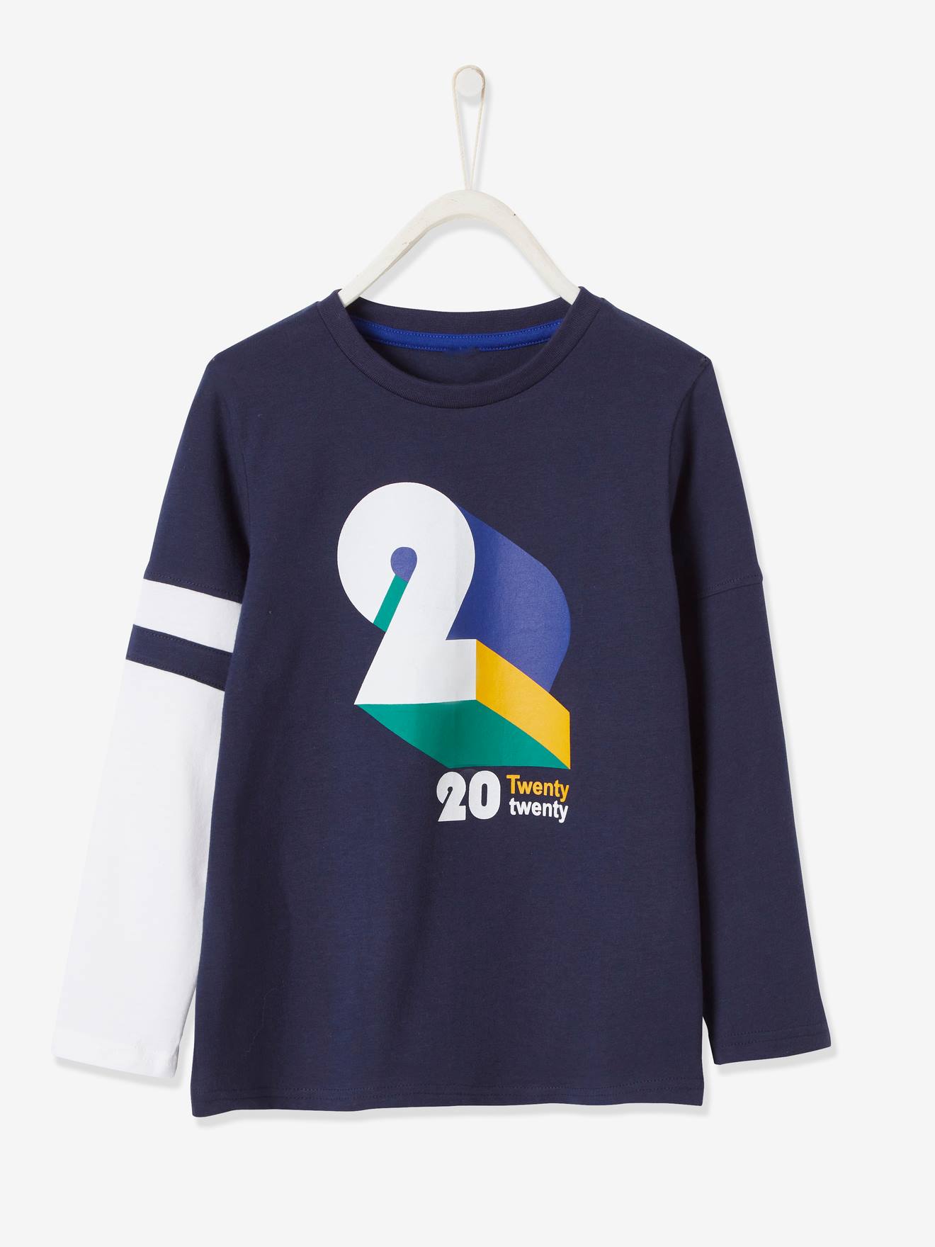 Sportief jongens-T-shirt met grafische motieven blauw