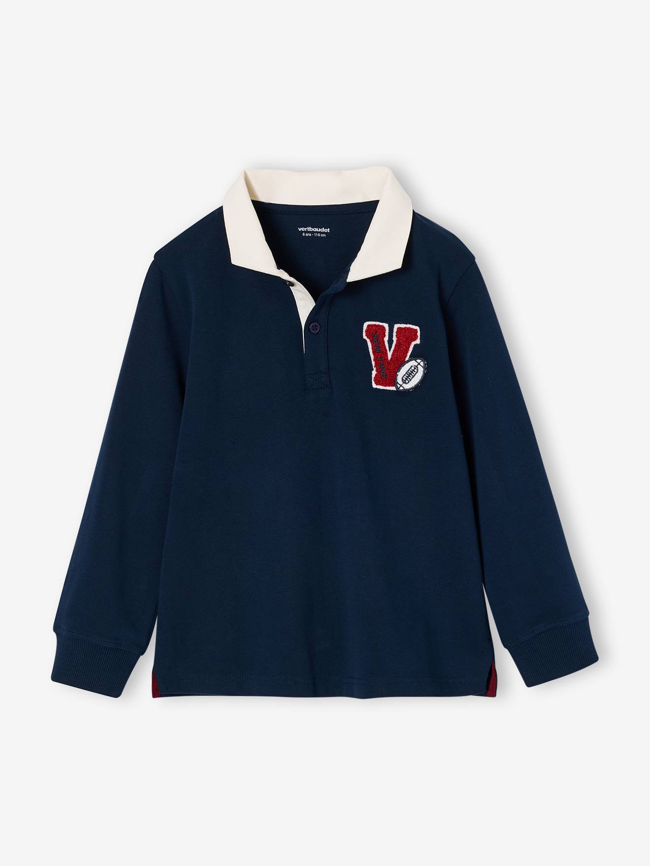 Polo met lange mouwen jongen marineblauw