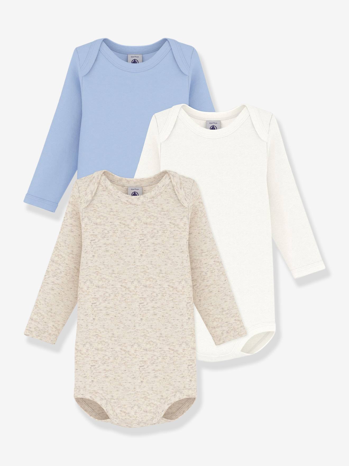 Set van 3 PETIT BATEAU rompertjes beige
