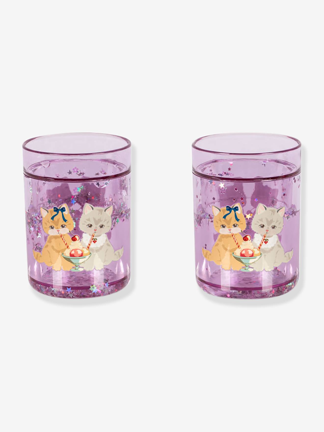 Set van 2 KONGES SLOJD glitterglazen paars