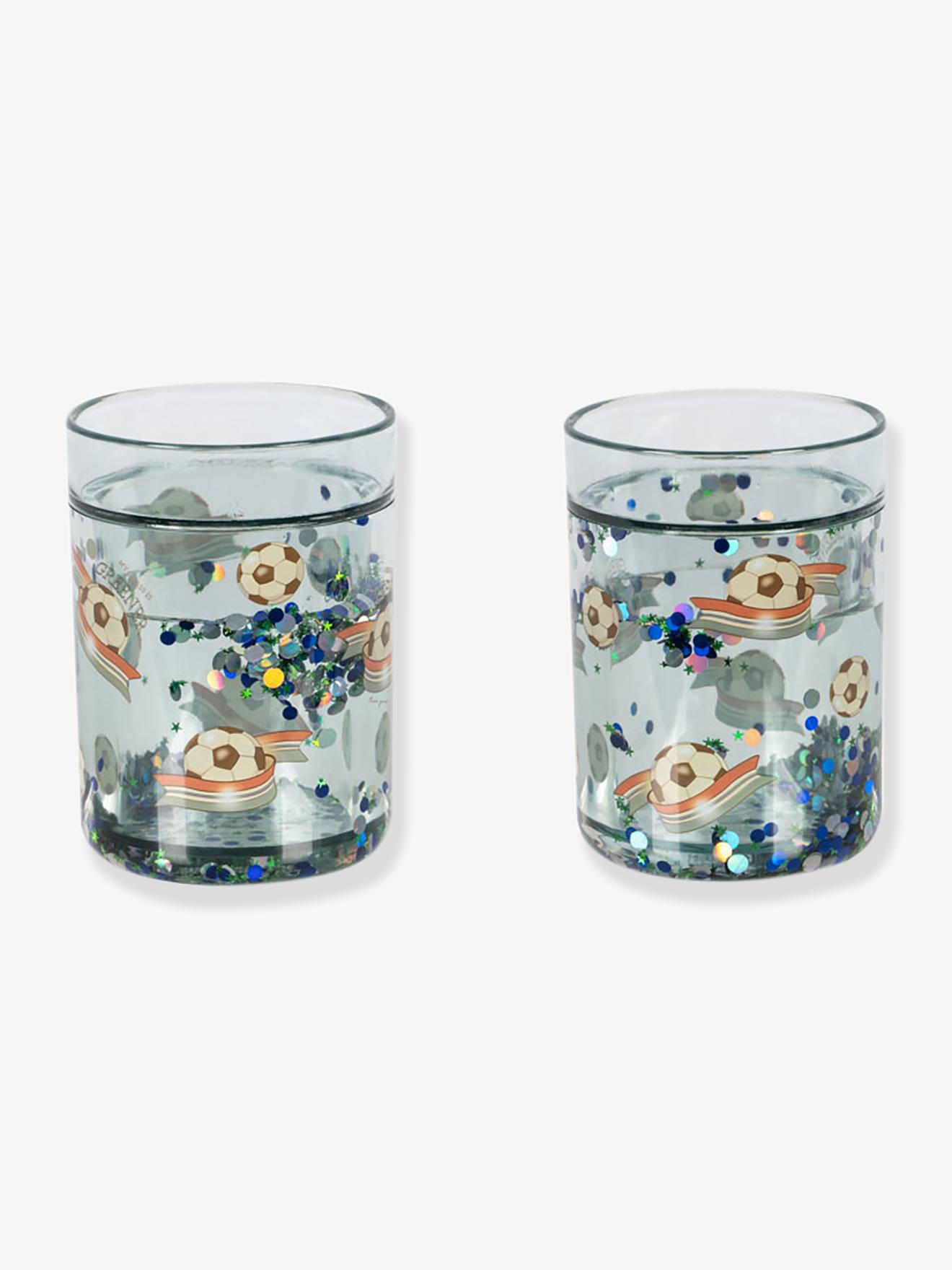 Set van 2 KONGES SLOJD glitterglazen blauw
