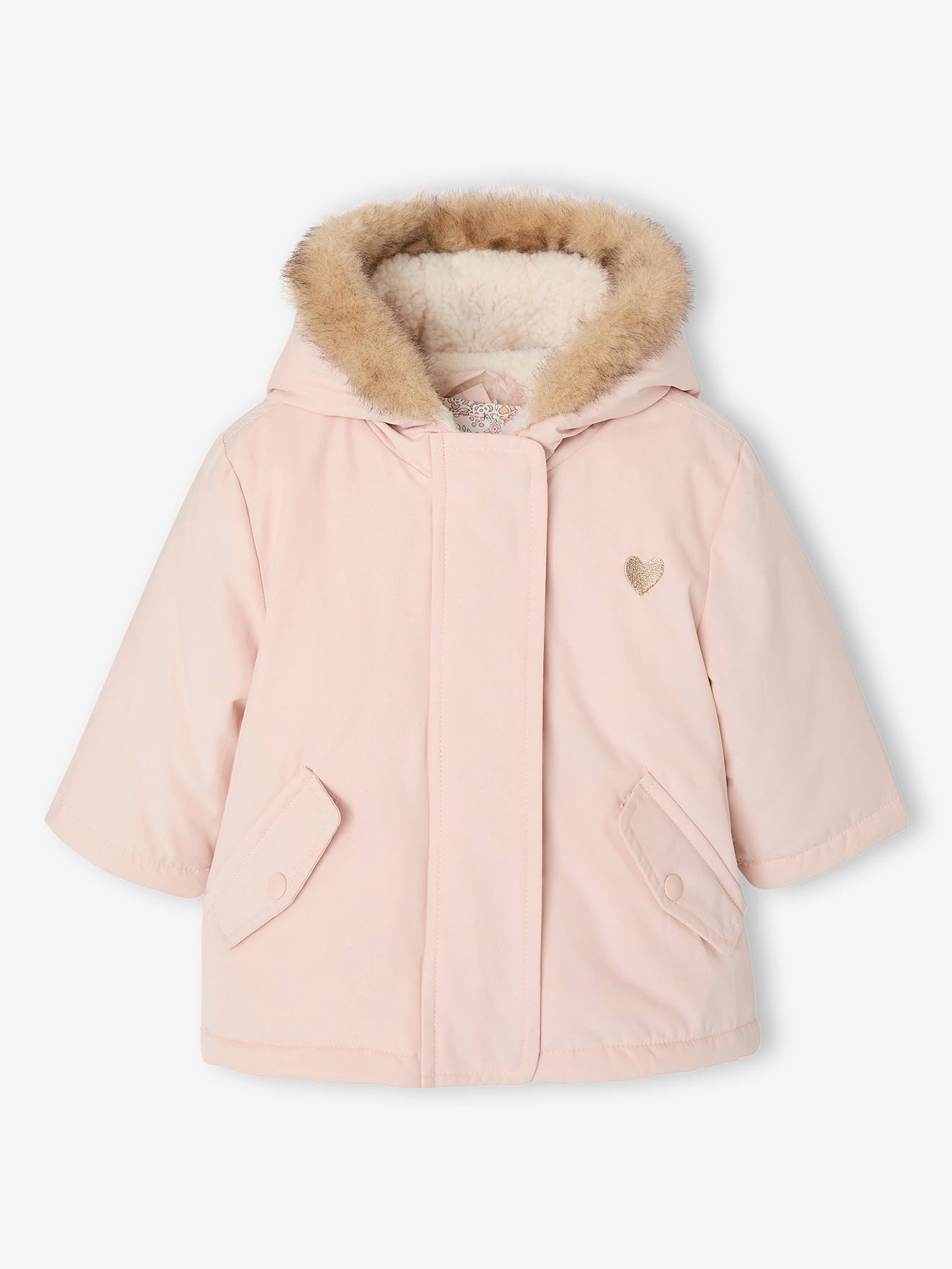 Parka + fijn donsjack baby 3-in-1 roze (poederkleur)