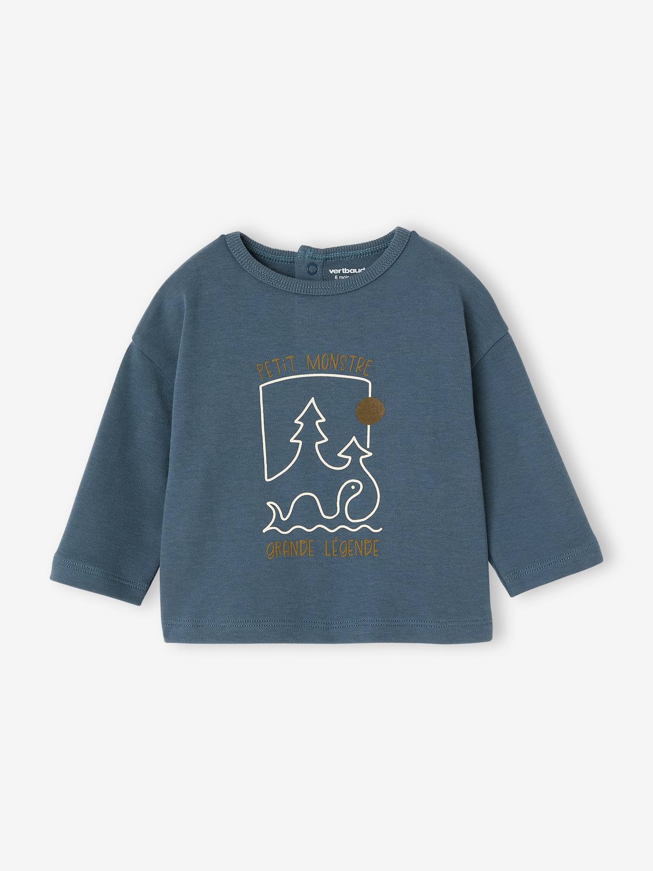 Babyshirt met lange mouwen en print groenblauw
