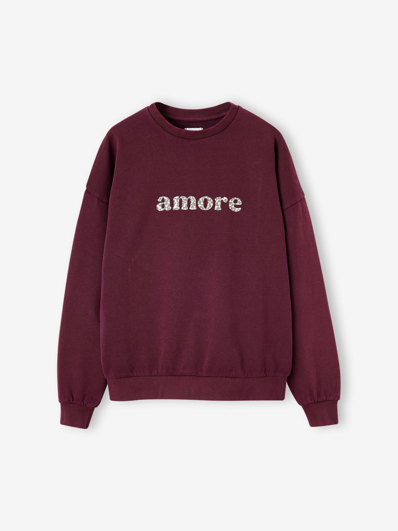 Oversized sweatshirt met luipaardprint voor meisjes JONEN bordeauxrood