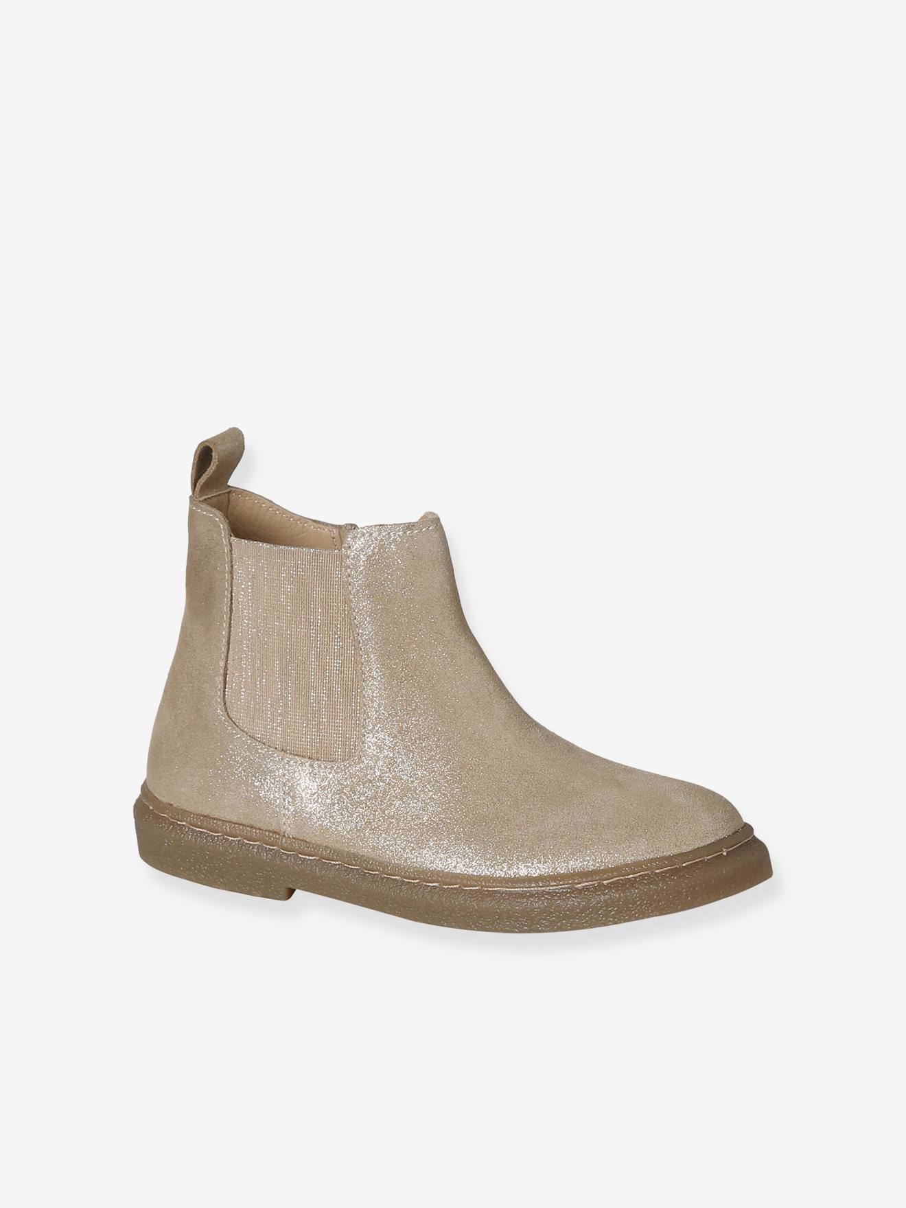 Leren kinderboots met rits goudgeel