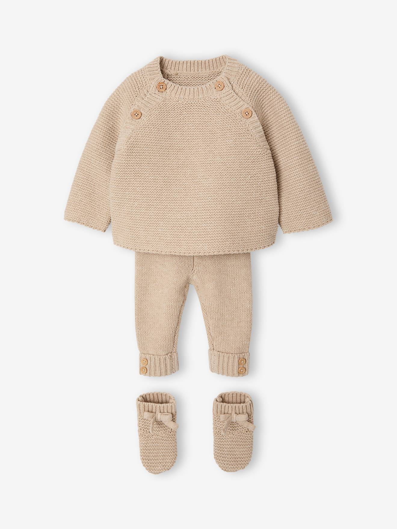 3-delige newbornset unisex gemêleerd beige