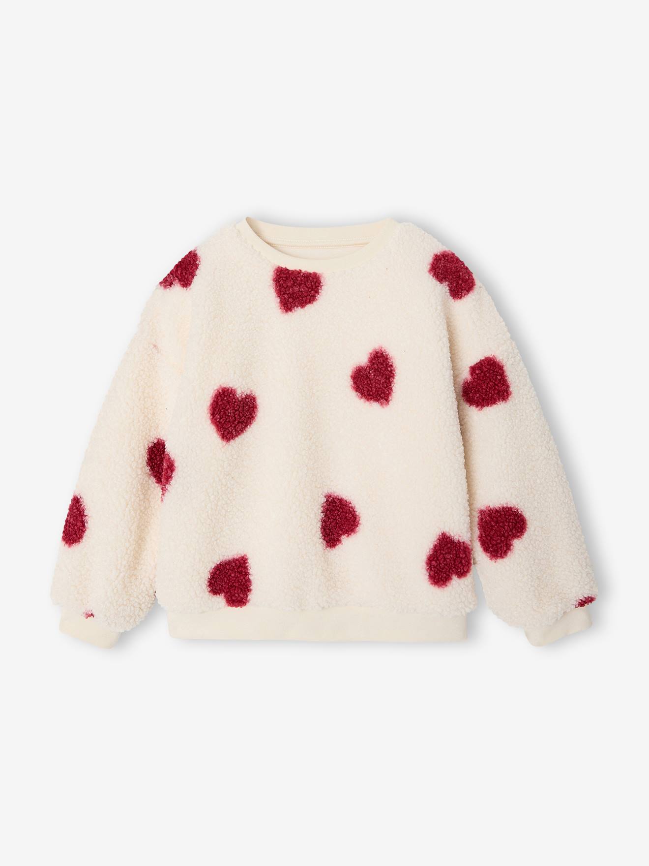 Sherpa sweater met luipaardprint ecru