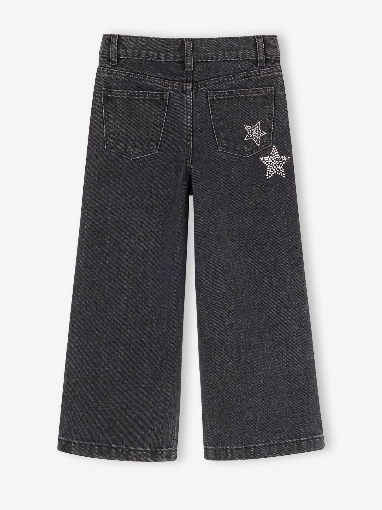 Wijde jeans voor meisjes zwart denim