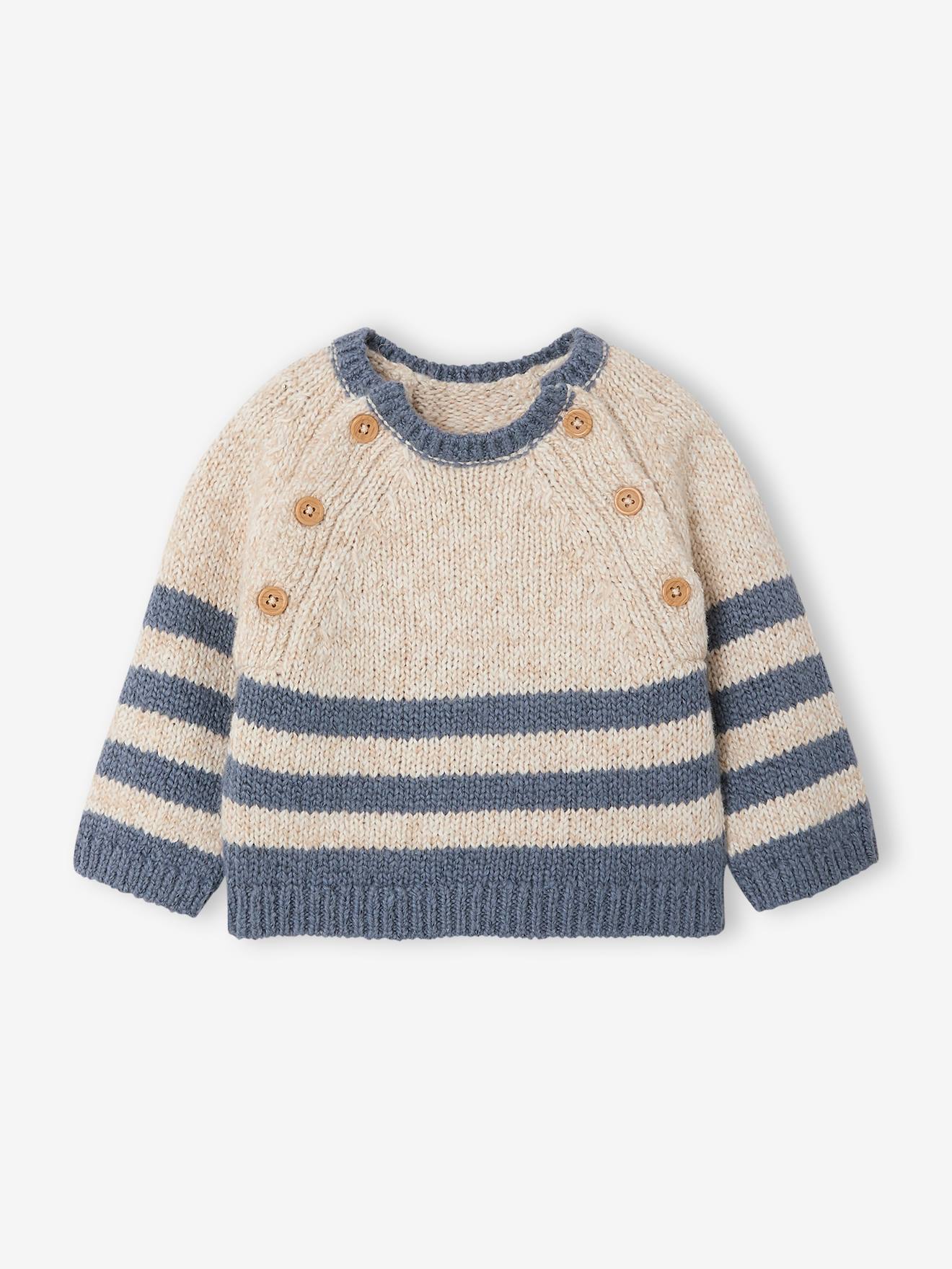 Gebreide babytrui gemêleerd beige