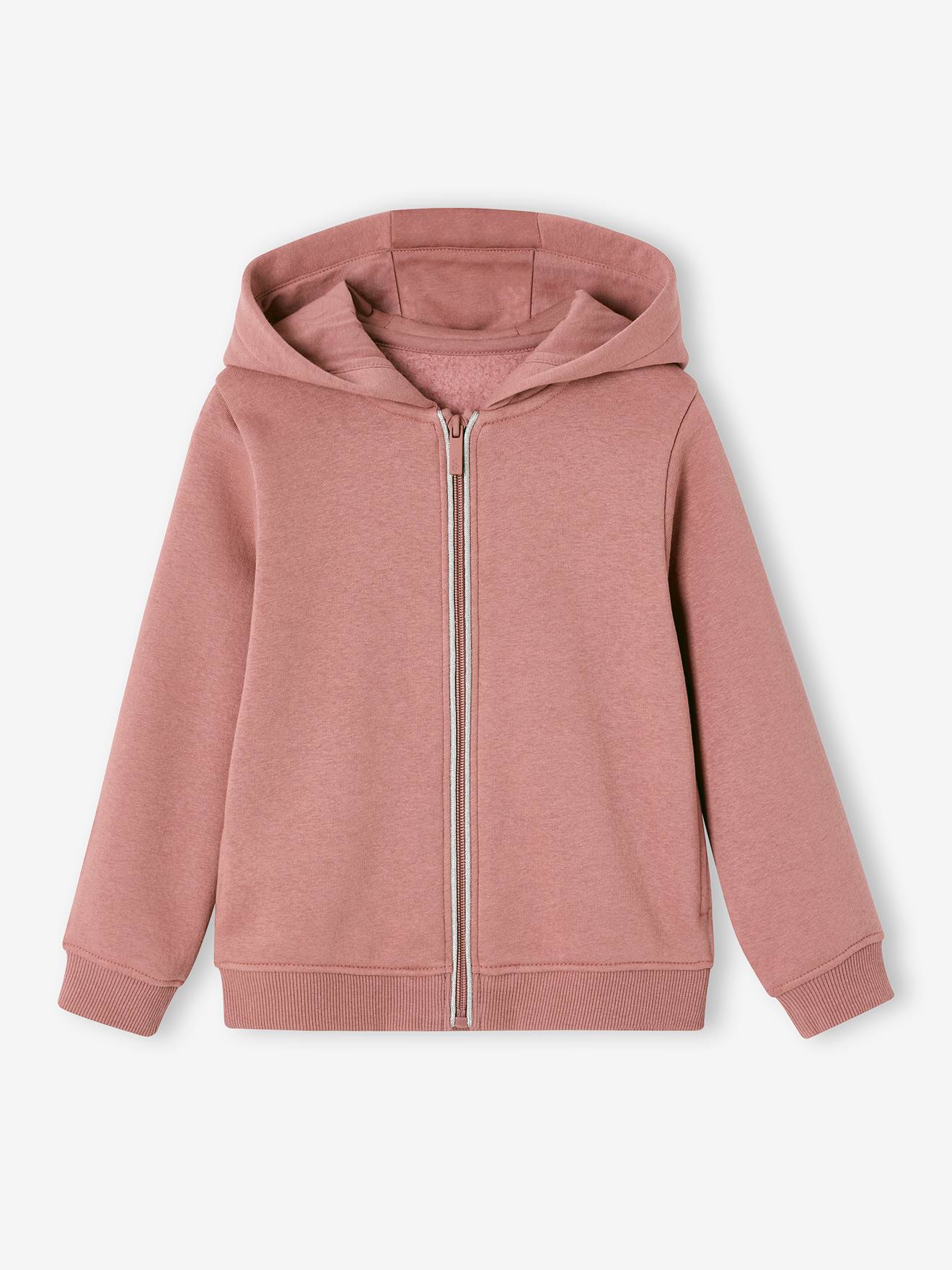 sweater met rits met capuchon voor meisjes oudroze