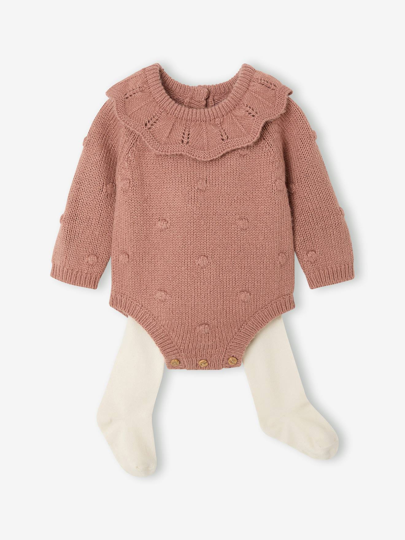 Set gebreide romper en maillot baby rouge