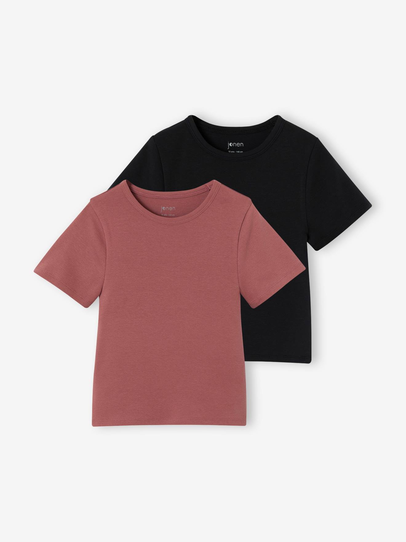 Set van 2 cropped T-shirts meisje oudroze