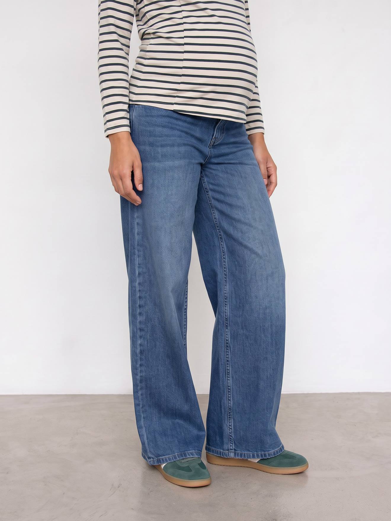 Zwangerschapsjeans met wijde pijpen stone