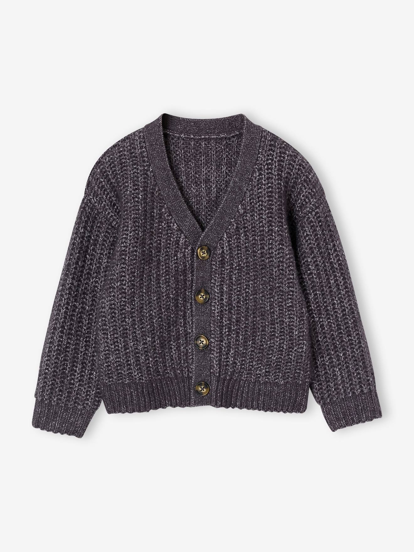Jongensvest met V-hals leigrijs