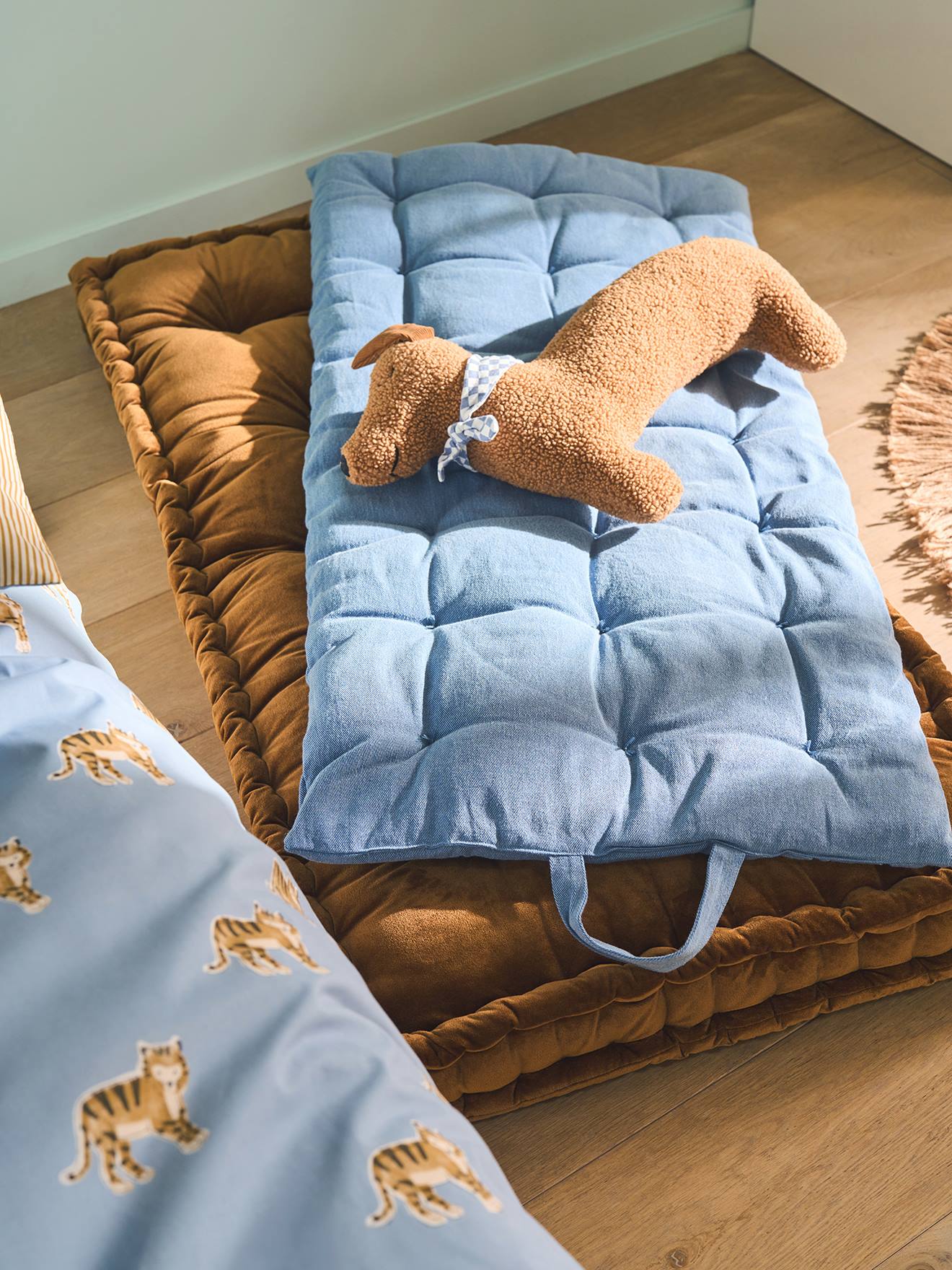 Katoenen vloermatras jeansblauw