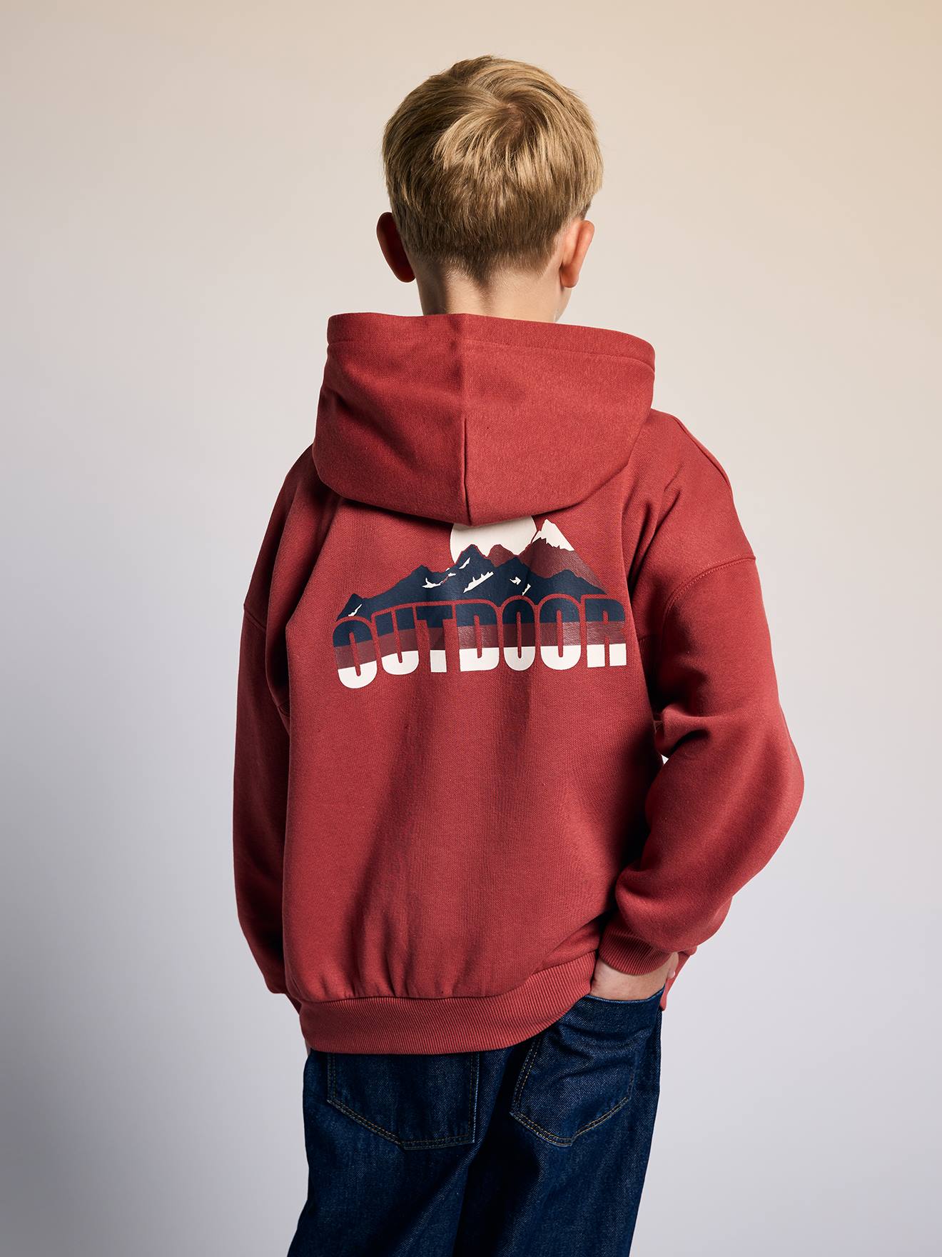 Hoodie JONEN voor jongens terracottategel