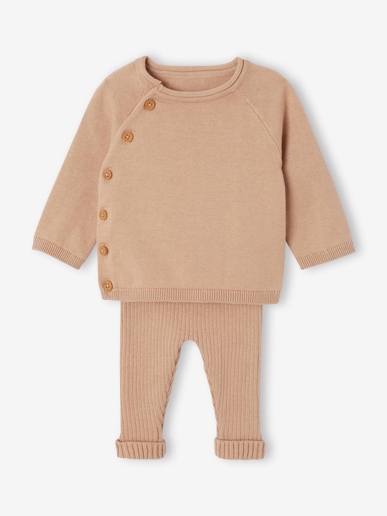 2-delige newbornset trui en broek beige