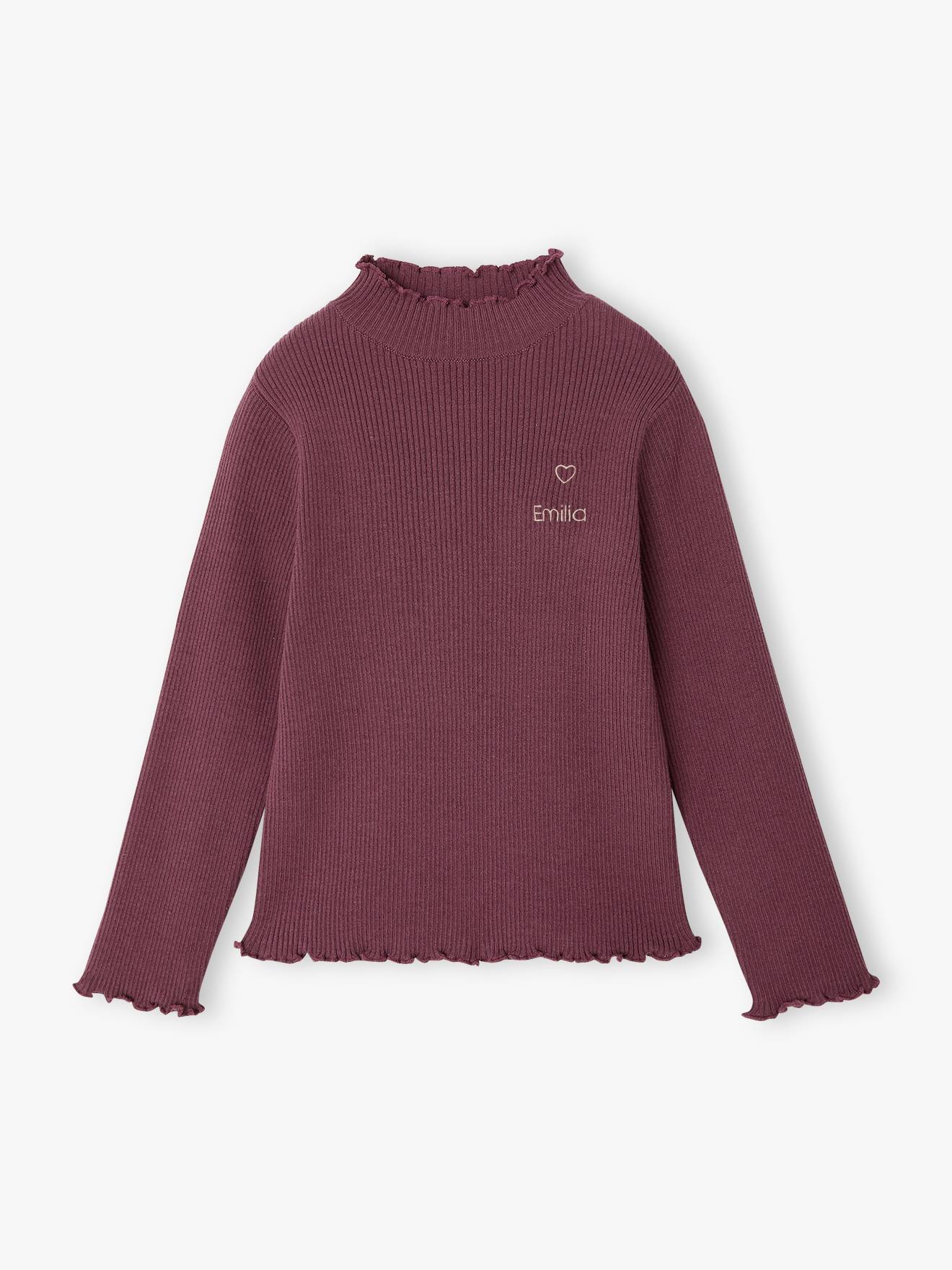 Meisjescoltrui van tricot pruim