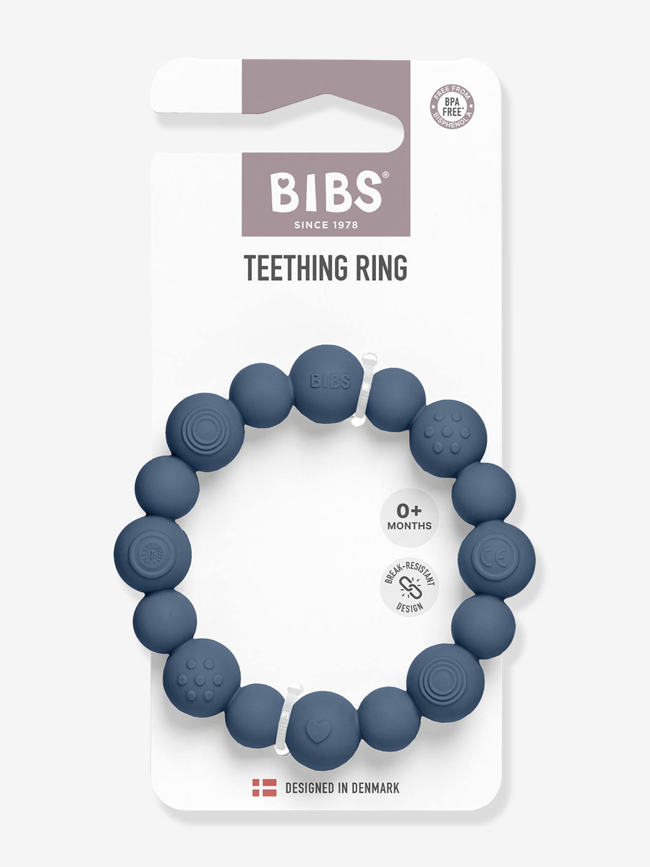 BIBS bijtring met kralen petrolblauw