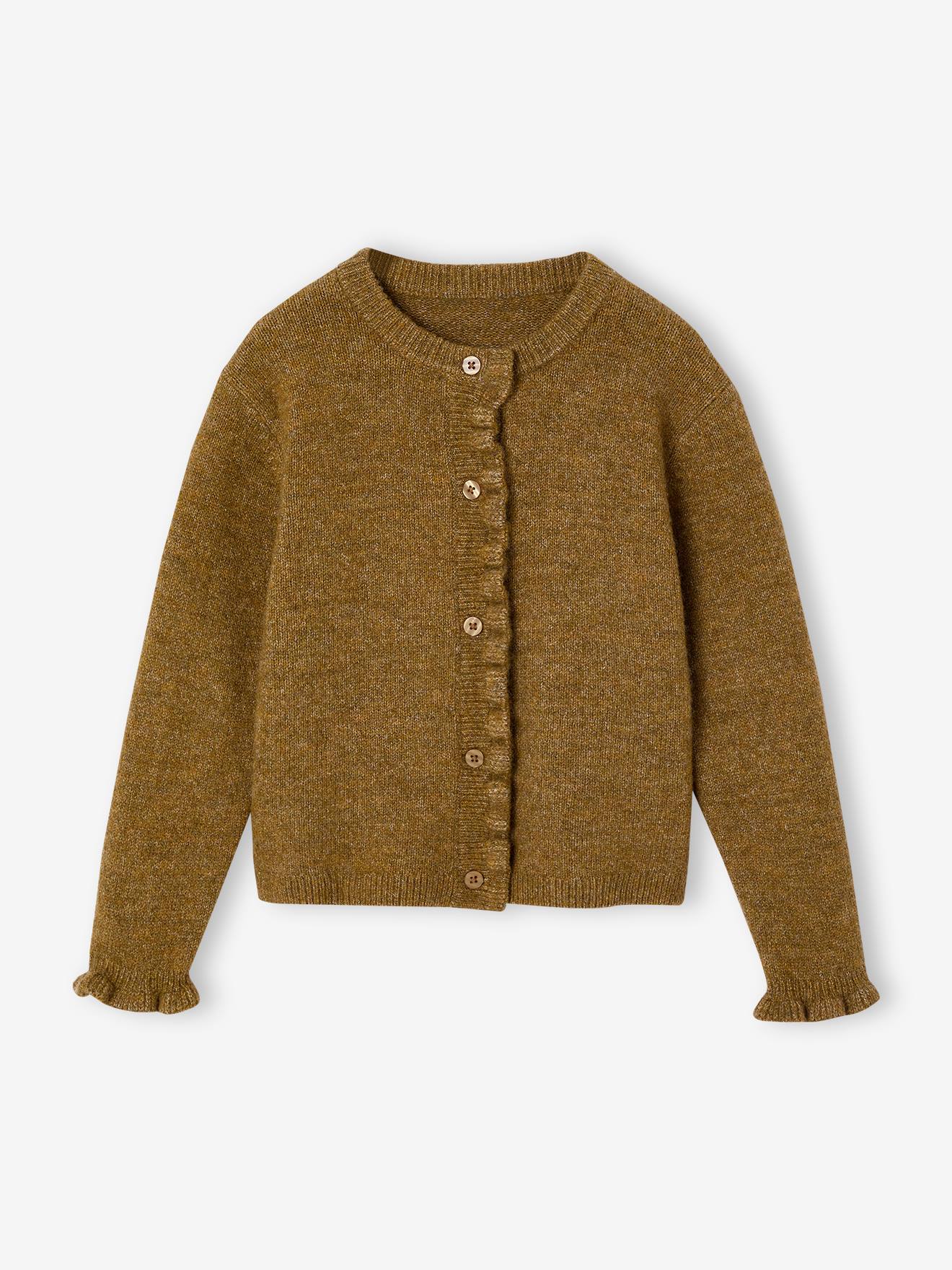 Vest meisje met lange mouwen olijf