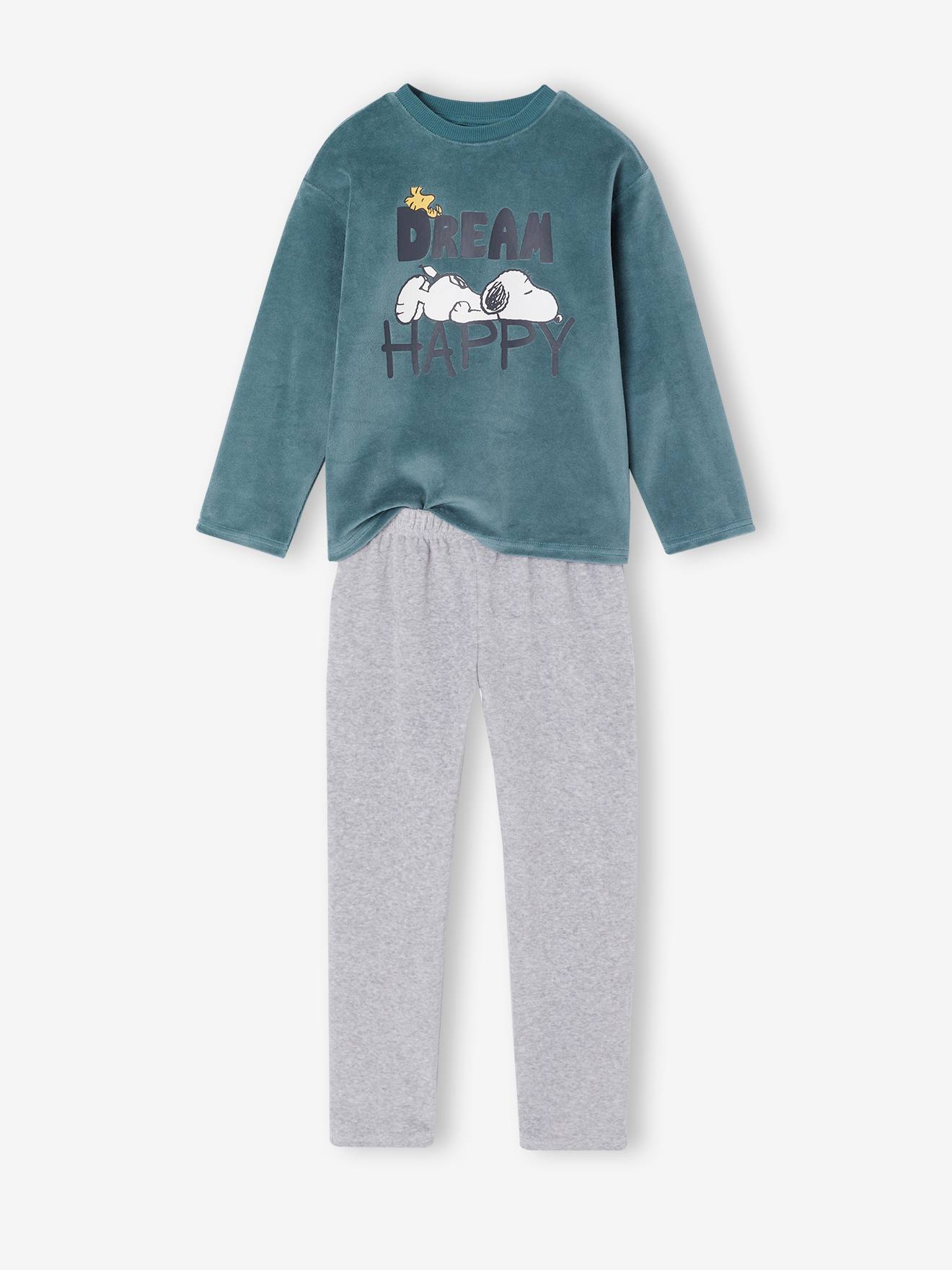 SNOOPY velours pyjama voor jongens blauwgroen